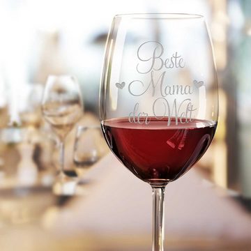 GRAVURZEILE Rotweinglas mit Gravur - Beste Mama der Welt - Lasergraviert - Muttertagsgeschenk, Qualitätsglas aus dem Hause Leonardo, Ausführung: Daily Weinglas