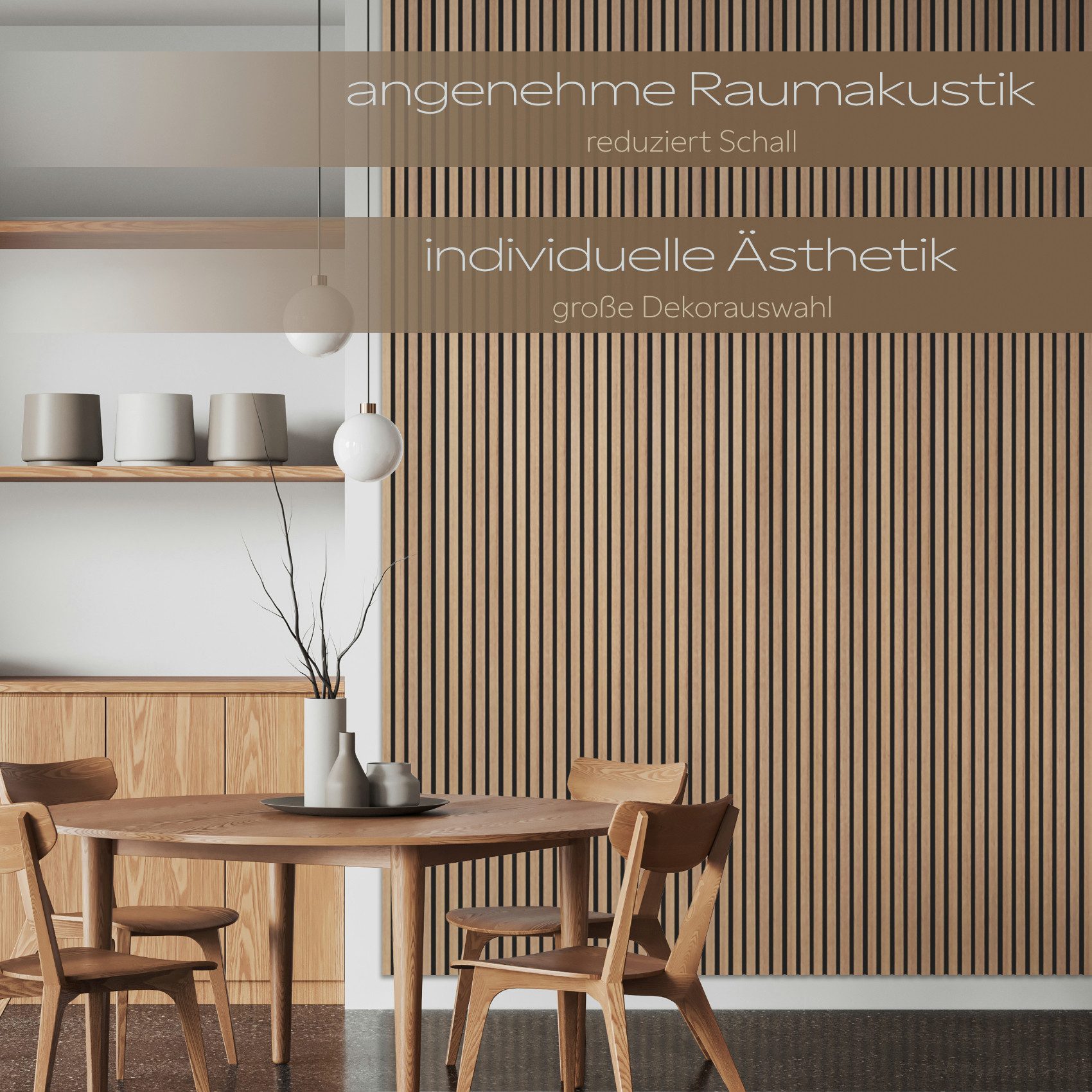 Hexim Wanddekoobjekt AP09 (Akustikpaneele 4 Stück 278x60cm Holz Comfort - flexible Lamellenwand MDF Wandpaneele Lamellenverkleidung Wandverkleidung schalldämmend 6.68m² Teak)