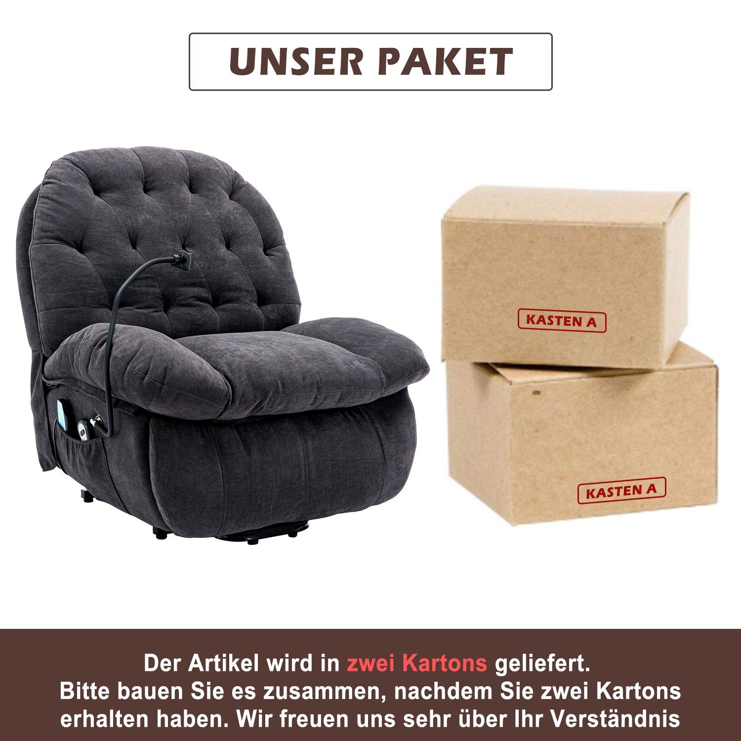 Massagesessel Blau/Weiss/Grau Odikalo Loungesitz Massagestuhl gepolstert Sessel Liegestuhl