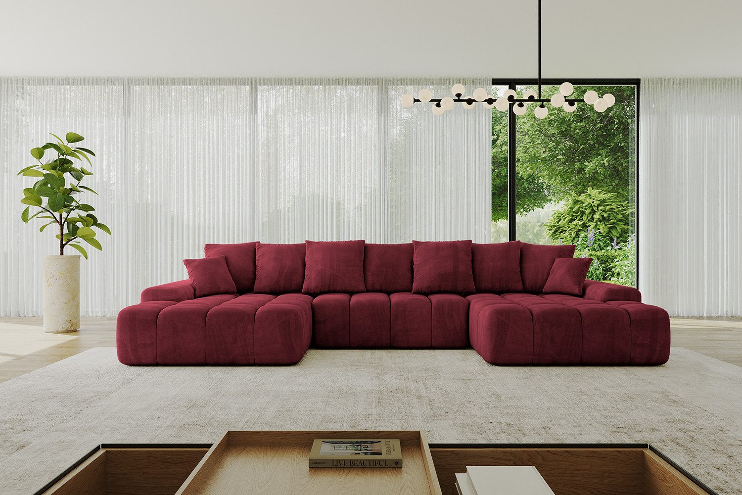 ALTDECOR Wohnlandschaft ENSI-U, Sofa Praktische Bequeme Funktionsecke Couch L-Form Eckcouch, Corner Sofa L-Form Vielseitige Sofa Wohnlandschaft Wohnzimmer