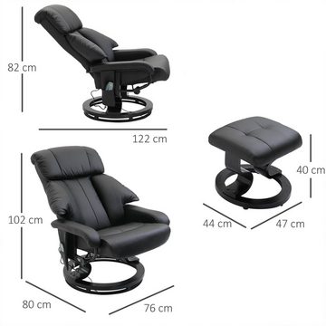 HOMCOM Massagesessel Relaxsessel mit Hocker, Relaxliege, Relaxsessel mit Liegefunktion (Liegesessel, 2-St., Fernsehsessel), bis 120 kg belastbar