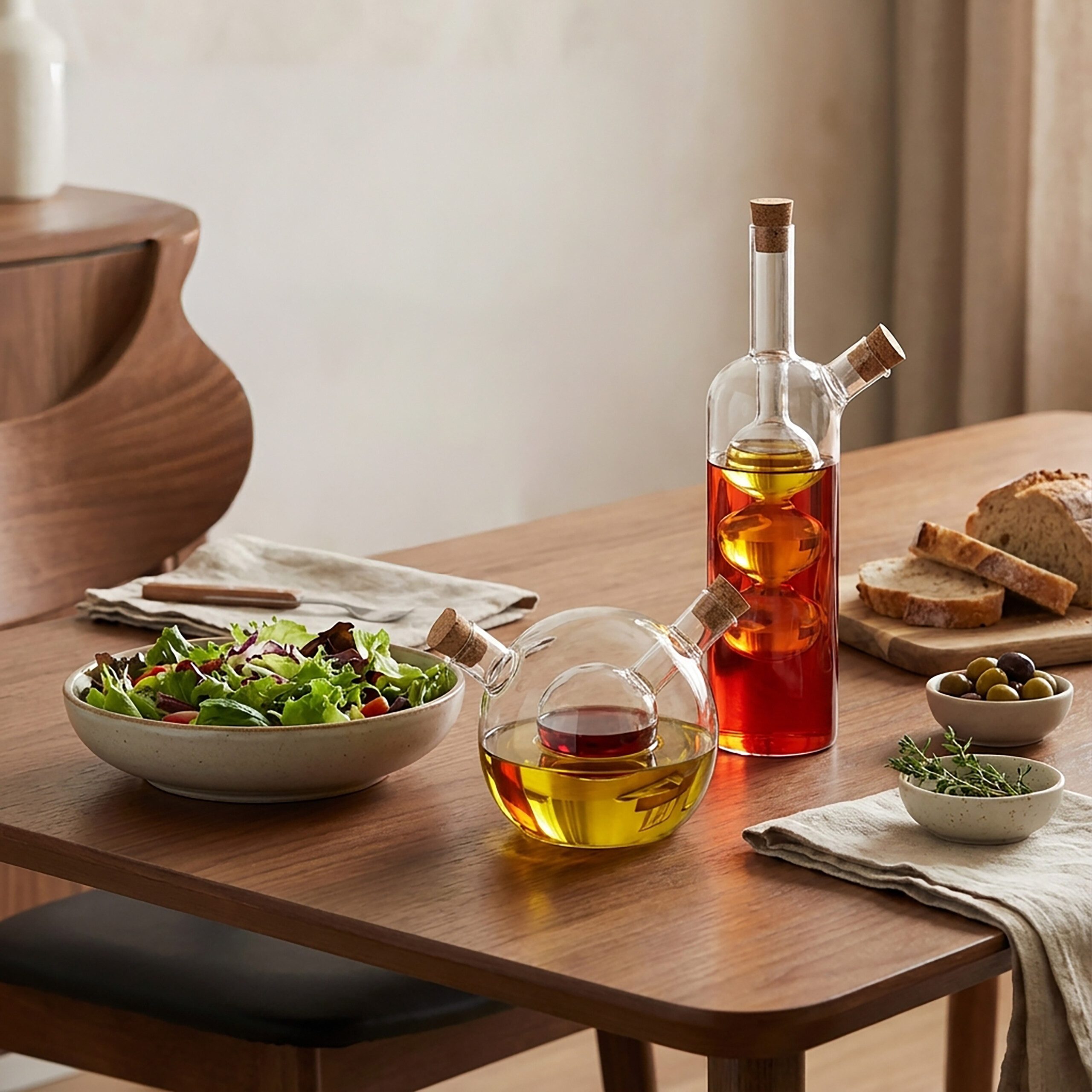 relaxdays Menage-Set 2 in 1 Essig-Öl-Flasche 2er Set