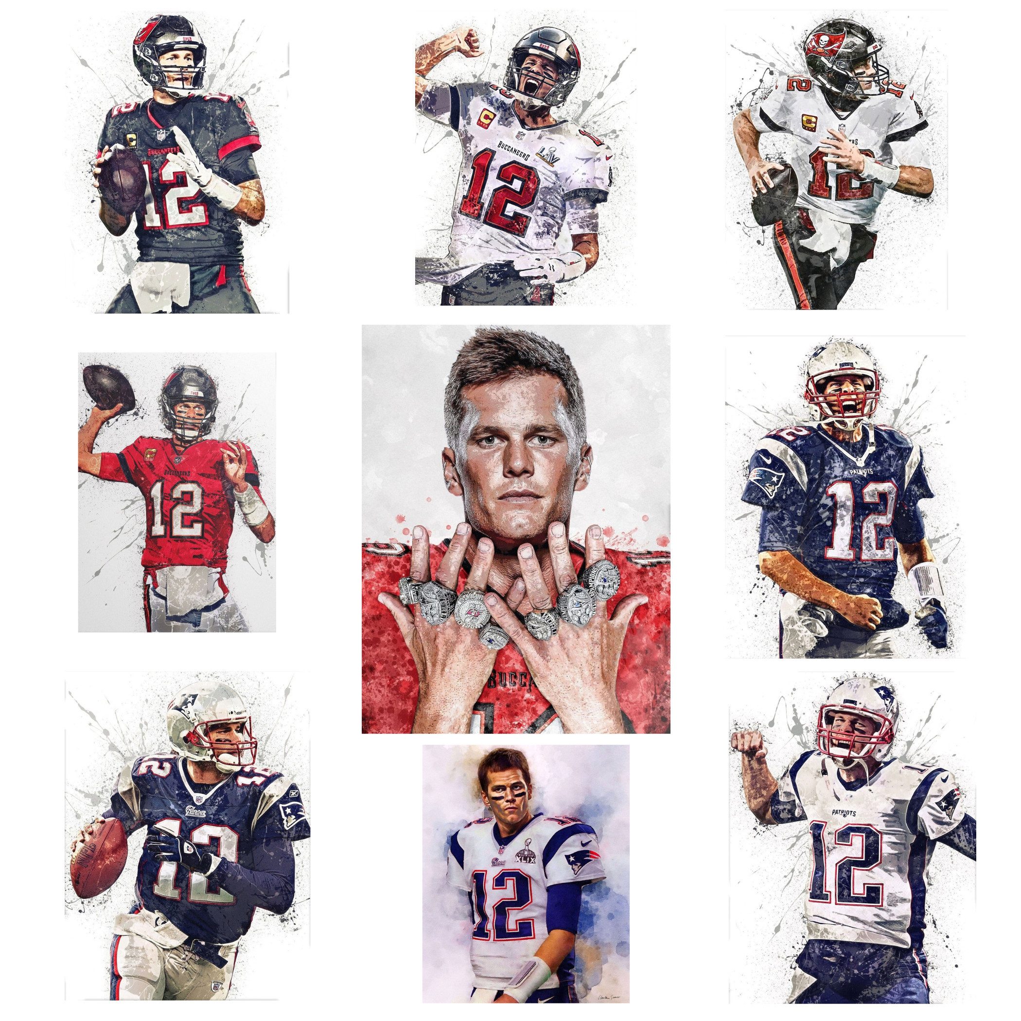 JUSTGOODMOOD Poster Football Tom Brady Deko Print ohne Rahmen H 21 x 30 cm, H (1 St)