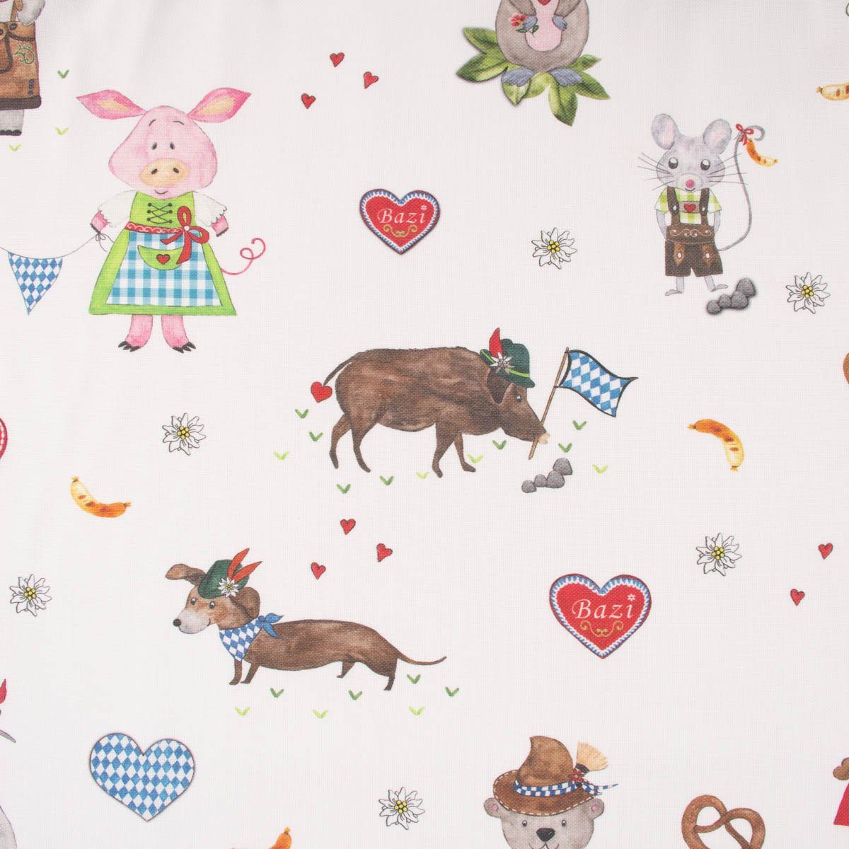 Stoff Dekostoff Kinderzimmerstoff Bazi Bayerisches Volksfest Tieren Tracht w, made in Germany
