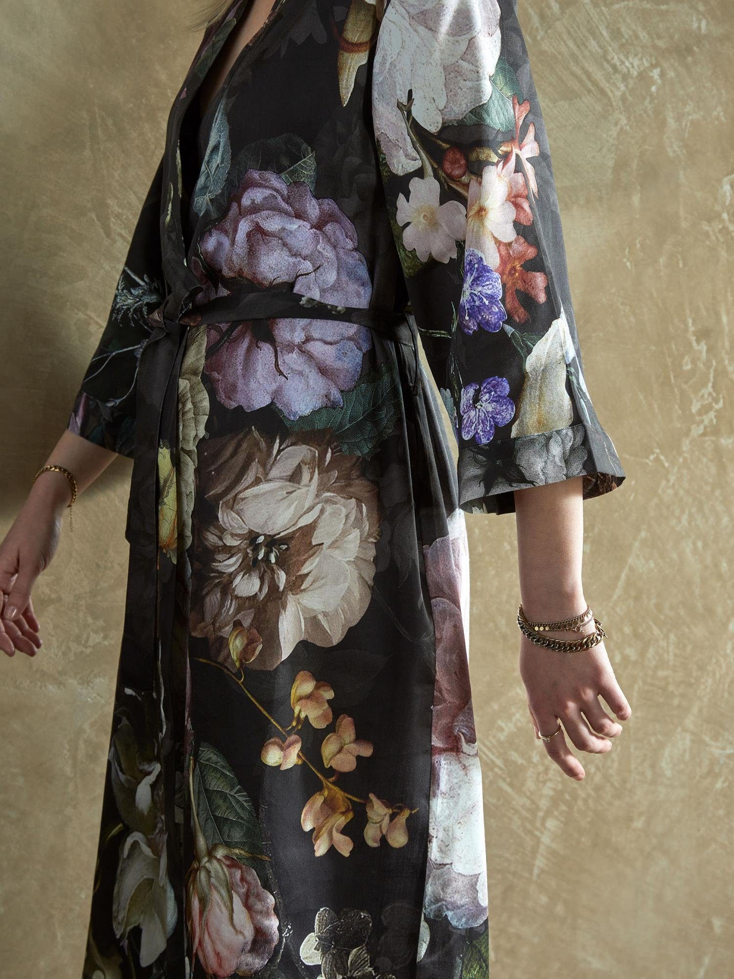 Baumwolle, Essenza mit Blumenprint Gürtel, wunderschönem Kurzform, Kimono-Kragen, Festive, Fleur Kimono Sarai