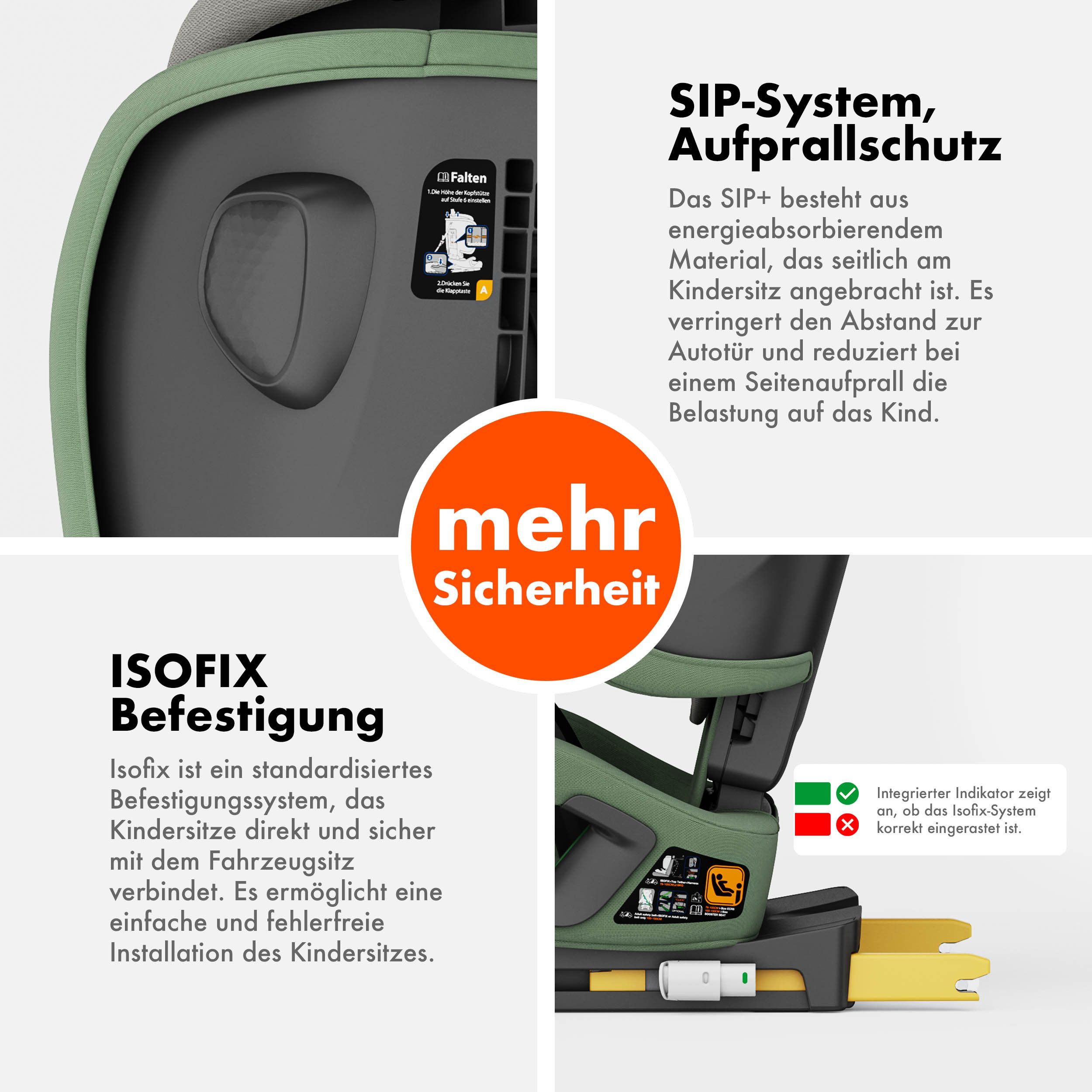 Daliya® Autokindersitz JOYMAX i-Size Auto-Kindersitz, ISOFIX, für Kinder 76-150 cm, 9-36 kg, ab: 1,5 Jahren, bis: 10 Jahre, ab: 76 cm, bis: 150 cm, (3-tlg), ISOFIX, Top Tether, faltbar, verstellbare Kopfstütze und Rückenlehne