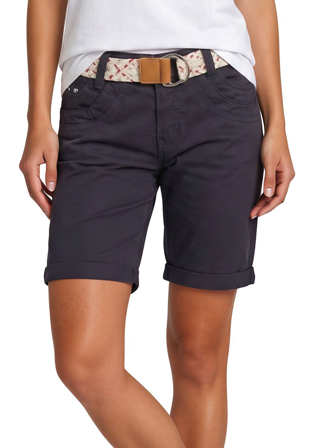 DENIMFY Bermudas Damen Shorts DFPia Regular Fit Chinoshorts mit Gürtel