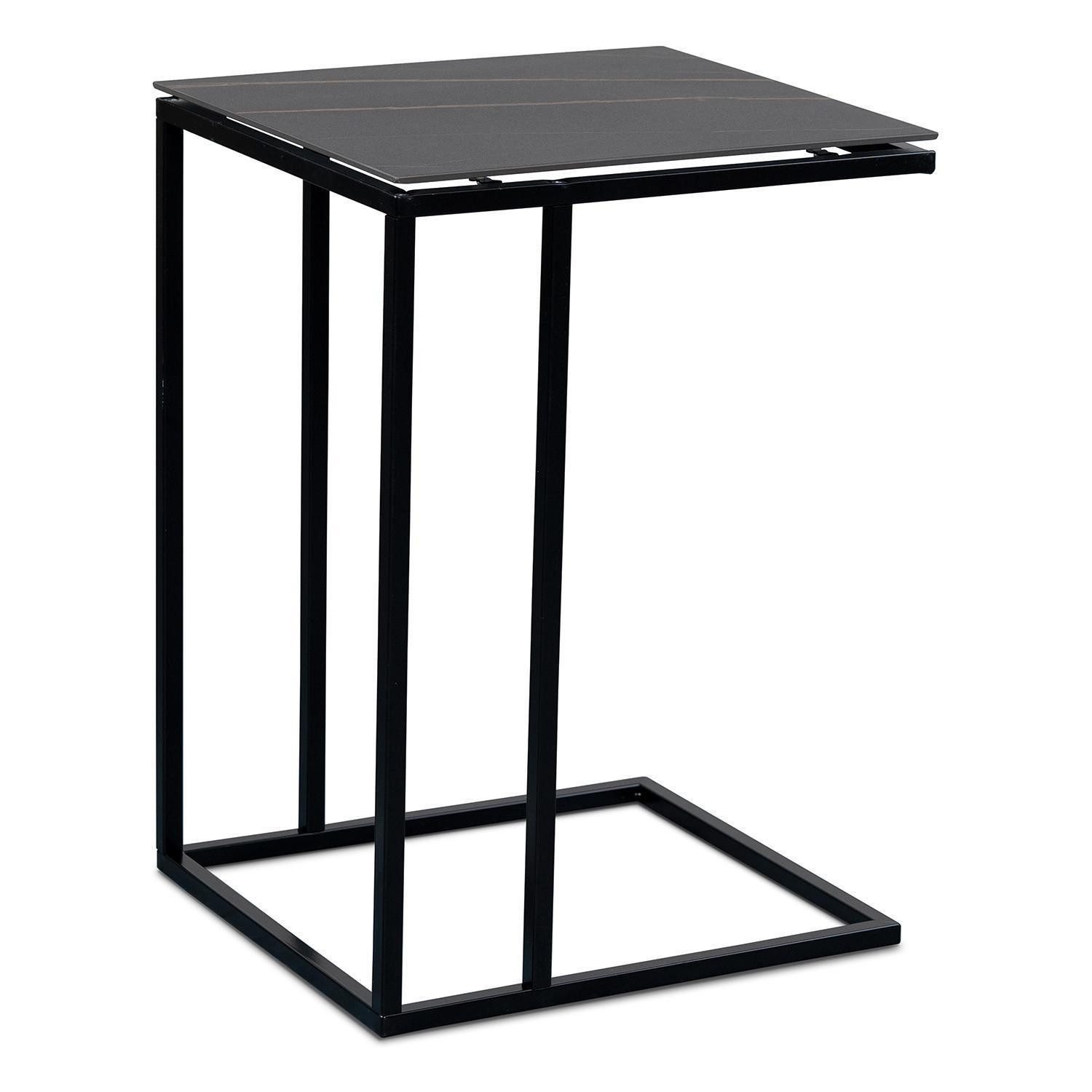 M2 Kollektion Beistelltisch JON, Schwarz, gesinterter Stein, Metallgestell, B 38 x H 62 x T 43 cm