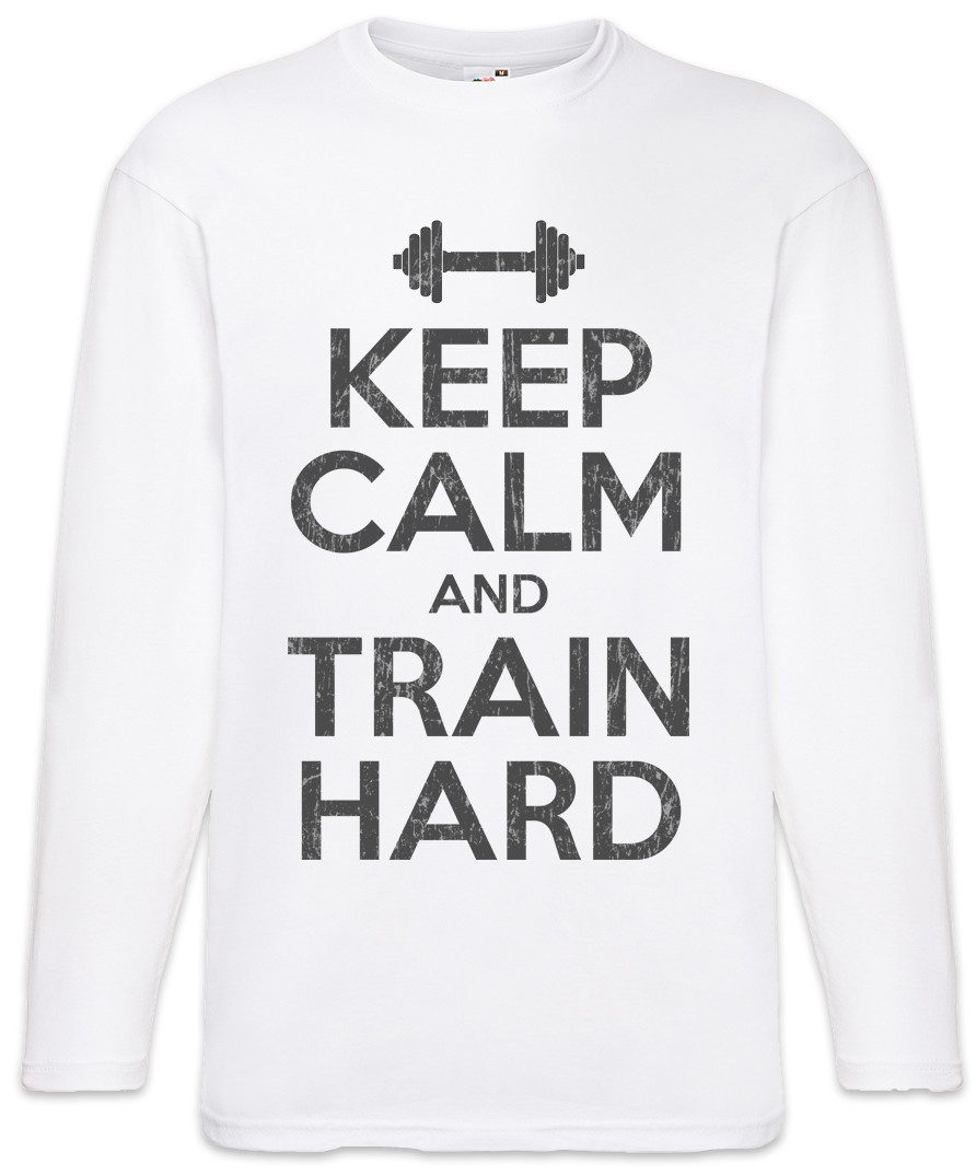 Langarmshirt Keep Calm And Train Hard Langarm T-Shirt Body Building Gym Training