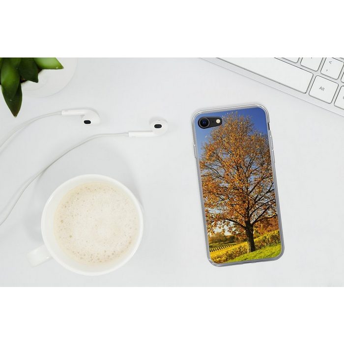 MuchoWow Handyhülle Kastanienbaum in einer Weinberglandschaft Handyhülle Apple iPhone 8 Smartphone-Bumper Print Handy Schutzhülle GU11205