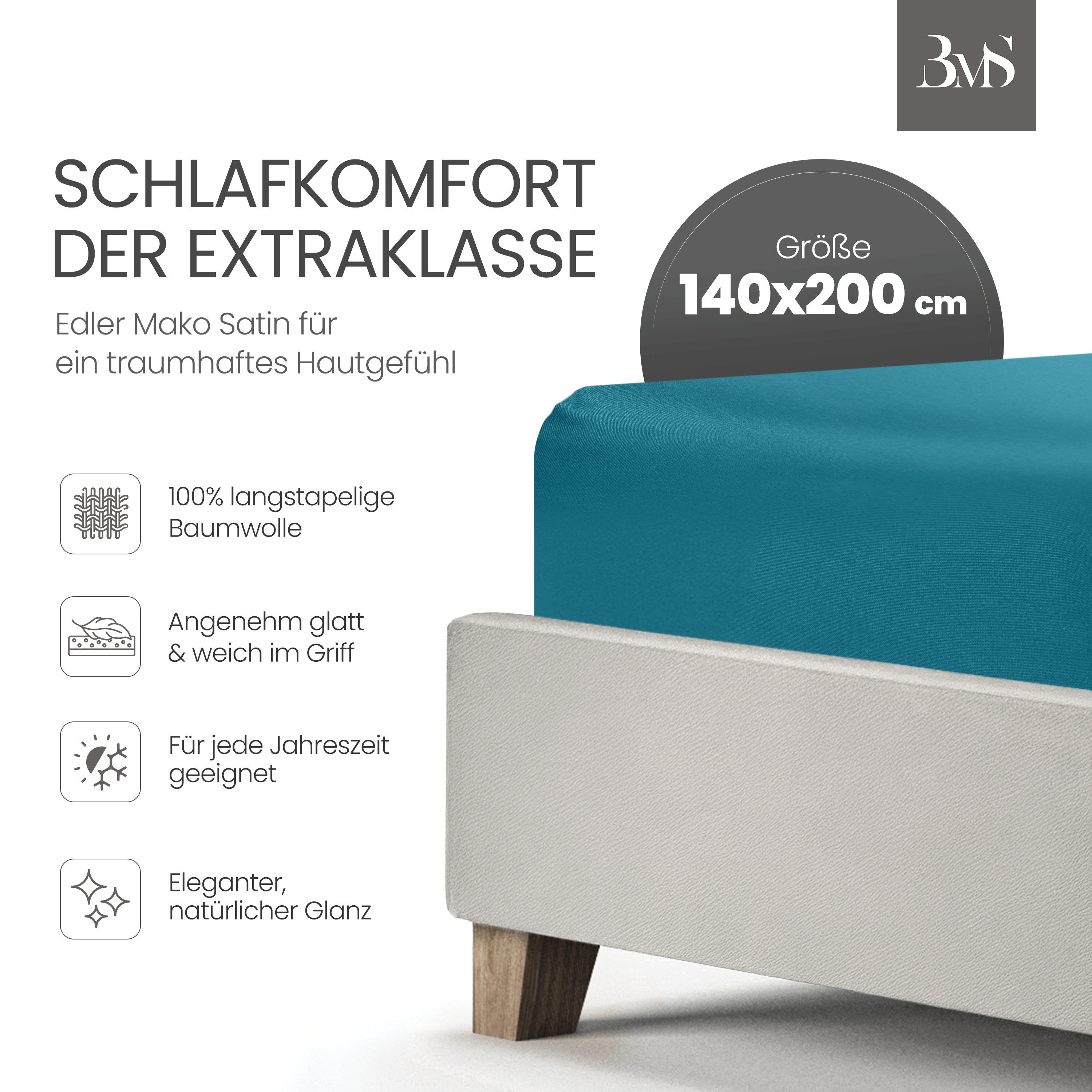 BETTWAESCHE-MIT-STIL Spannbettlaken Mako Satin Spannbettlaken, Topper günstig online kaufen