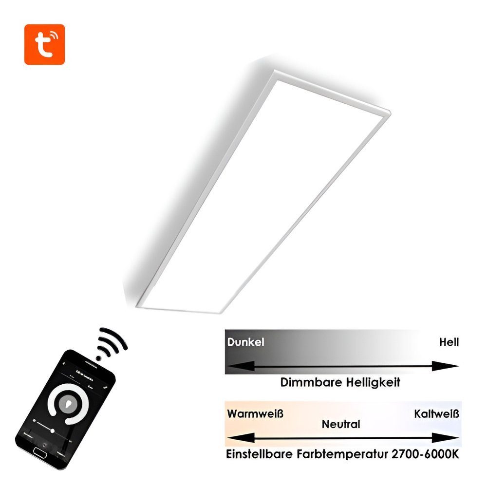 TEUTO Licht LED Panel LED Panel 105cm, App-Steuerung, dimmbar, 42W, 3000-6500K, LED fest integriert, Tageslichtweiß, Warmweiß, Neutralweiß, LED Pendelleuchte, LED Hängeleuchte, LED Deckenleuchte