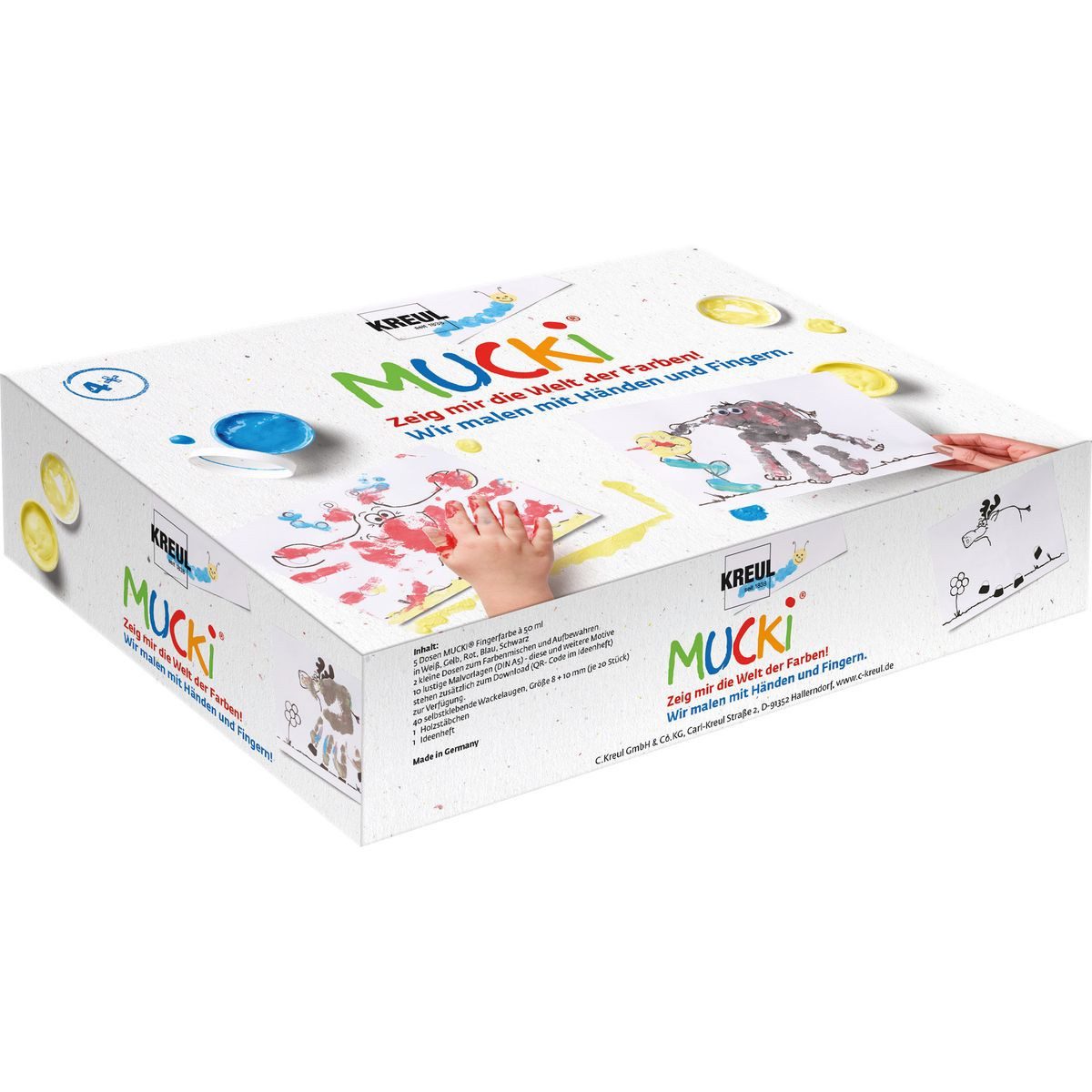 C. KREUL Fingerfarbe KREUL Fingerfarben MUCKi Farben Spiel Kiste Wir malen mit Händen und