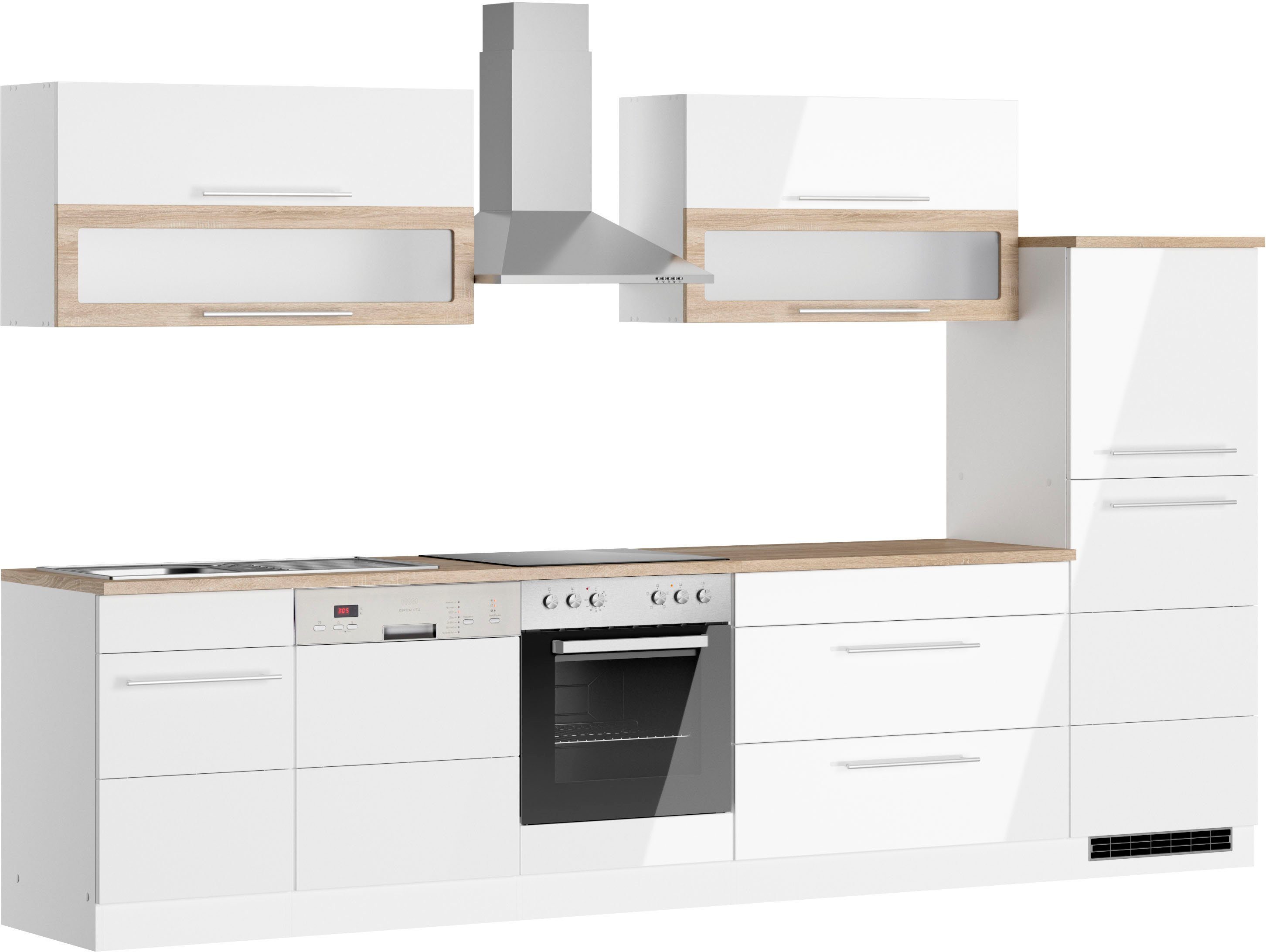 KOCHSTATION Küchenzeile KS-Wien, Breite 330 cm, wahlweise mit E-Geräten