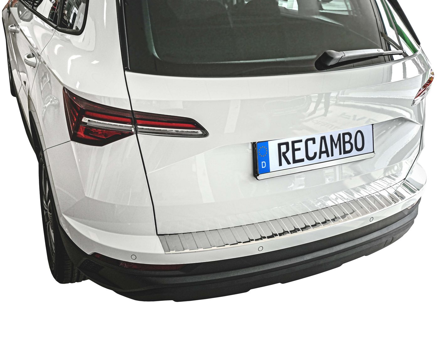 Thumbnail - RECAMBO Ladekantenschutz für Skoda Karoq, NU7, BJ ab 2017> Stoßstangenschutz, V2A rostfrei, Exklusive Optik, praktischer...