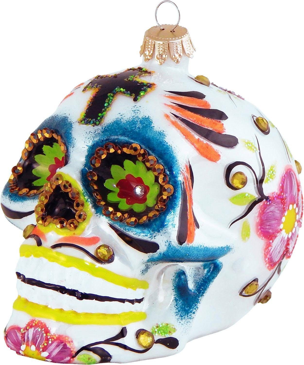 Krebs Glas Lauscha Christbaumschmuck Totenkopf, Weihnachtsdeko