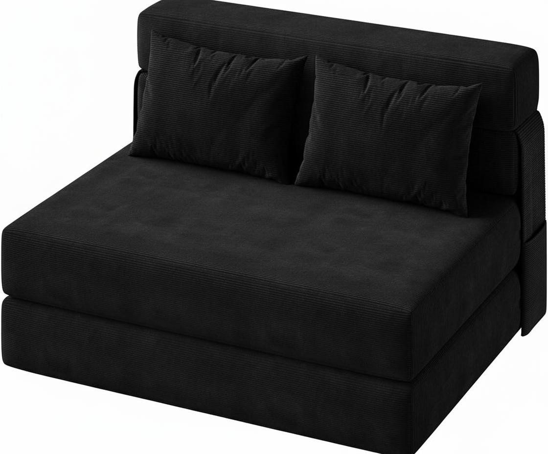GarveeMore Schlafsofa mit Kissen,ausklappbares Zweisitzer-Sofa,umwandelbarer Schlafplatz, Lounge mit getuftetem für Wohnzimmer,Schlafzimmer,Gästezimmer