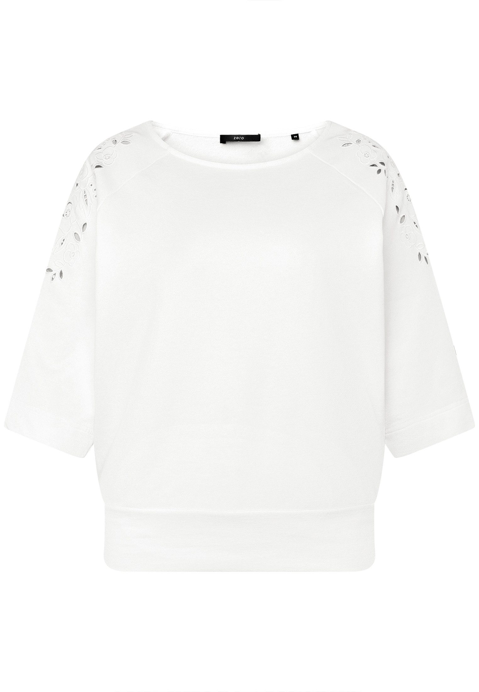 Zero Sweatshirt Damen mit Lochmuster Lochstickerei