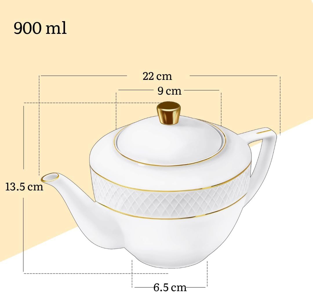 Wilmax England - Deutschland Geschirr-Set Wilmax Teekanne mit Goldlinien 900 ml Elegante Porzellankanne