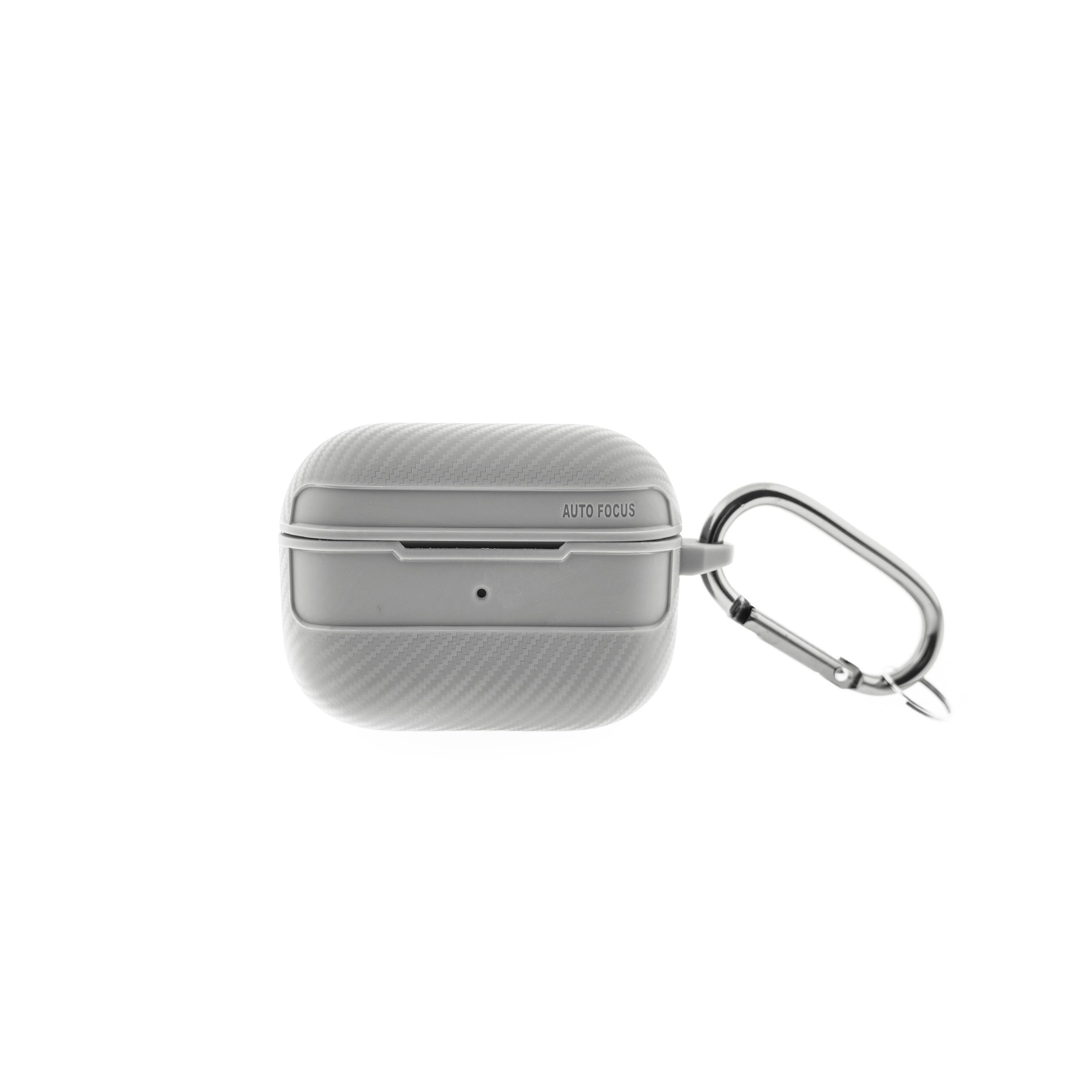 COFI 1453 Kopfhörer-Schutzhülle Carbon Etui kompatibel mit AirPods Pro 2 mit Karabineranhänger