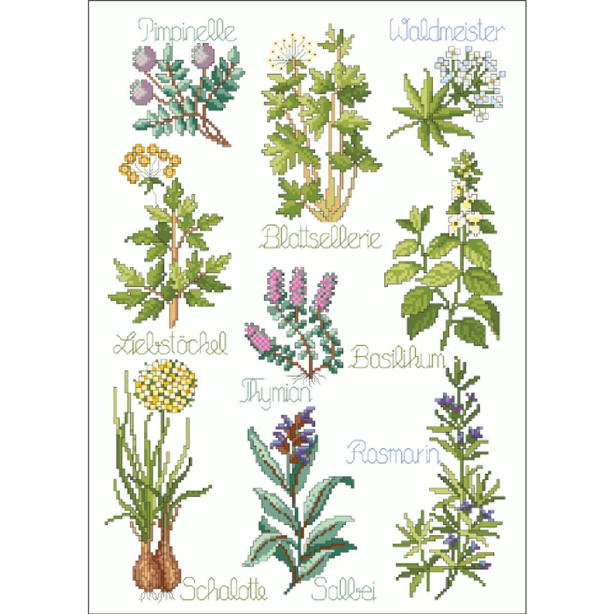 Lindner´s Kreuzstiche Kreativset Lindner´s Kreuzstiche Zählmuster Vorlage "Küchenkräuter", 033, (embroidery kit by Marussia)