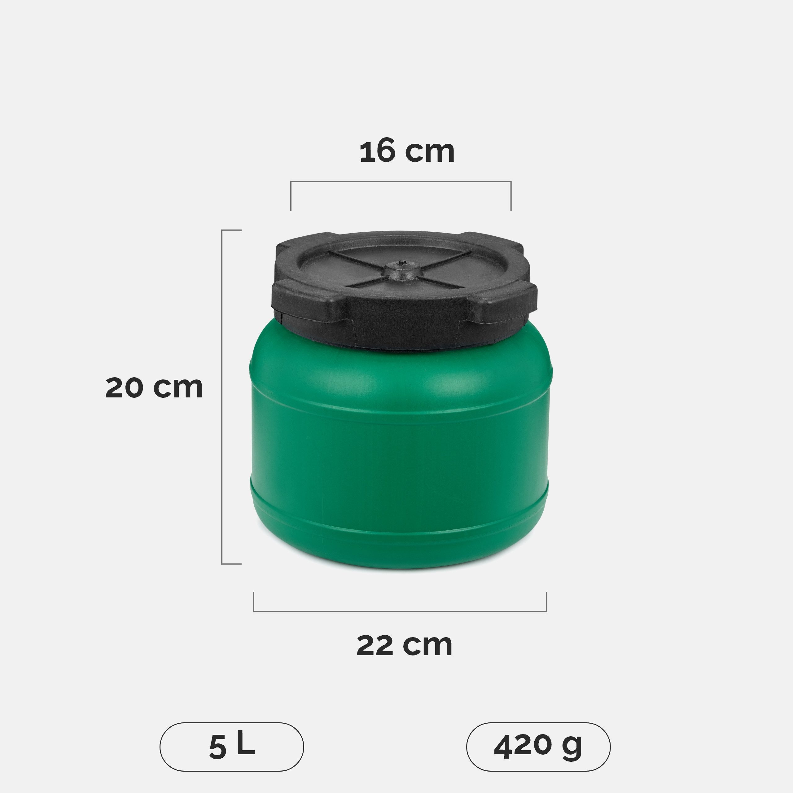 Garronda Regentonne 5L Plastikfass Lebensmittelfass Sauerkrautfass Hobbock Garten GD-0078, 5 l, BPA-Frei