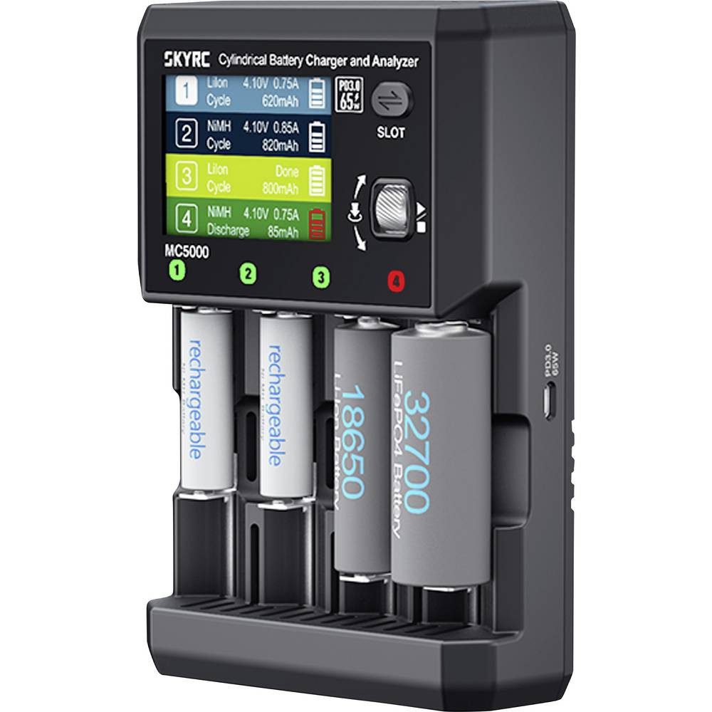 SkyRC MC5000 Rundzellen-Lader (Delta V, Einlaufen, Zyklus, Auffrischen, USB PC Link, App-Steuerung)