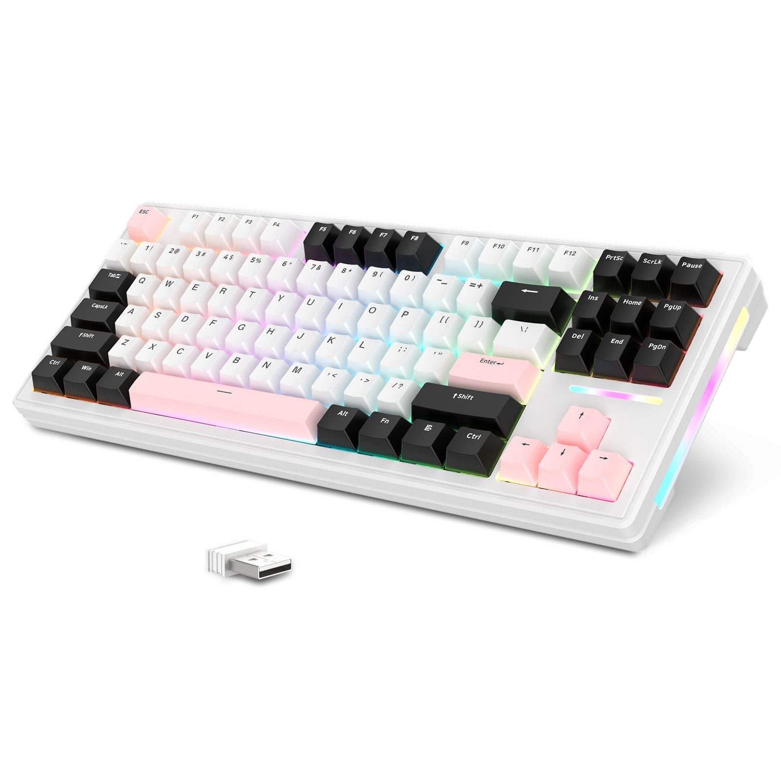 ATTACK SHARK M87 80% Kabellose Gaming-Tastatur, 27 RGB, TKL,Hot-Swap-Linearschalter Gaming-Tastatur (PBT-Tastenkappe,Anti-Ghosting)