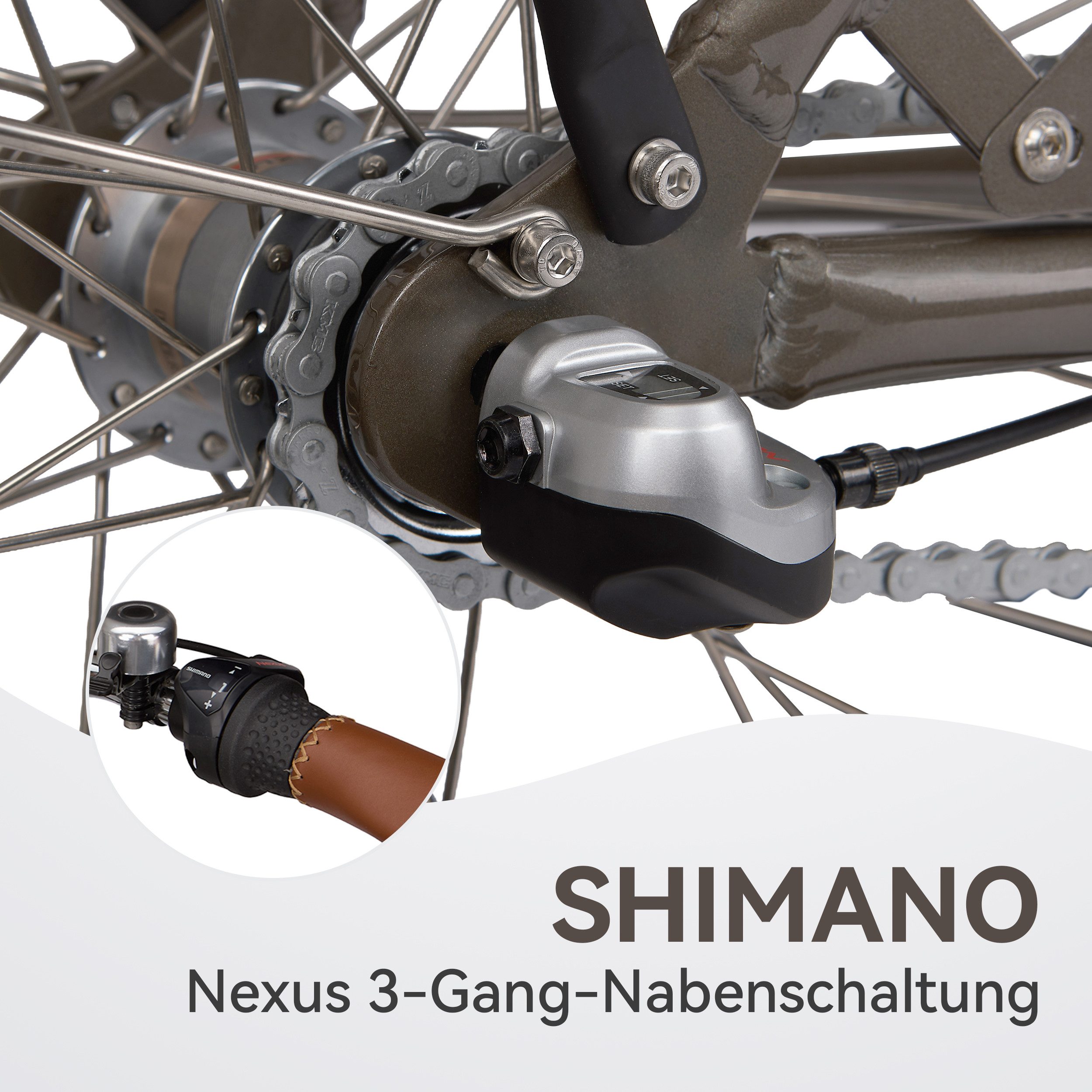 SAXXX E-Bike Cityrad 28 Zoll, bis zu 90km, Elektrofahrrad mit Tiefeinstieg, RH: 45 cm, 3 Gang Shimano Nexus Schaltwerk, Nabenschaltung, Frontmotor, 374 Wh, (max – Bild 4 von 5