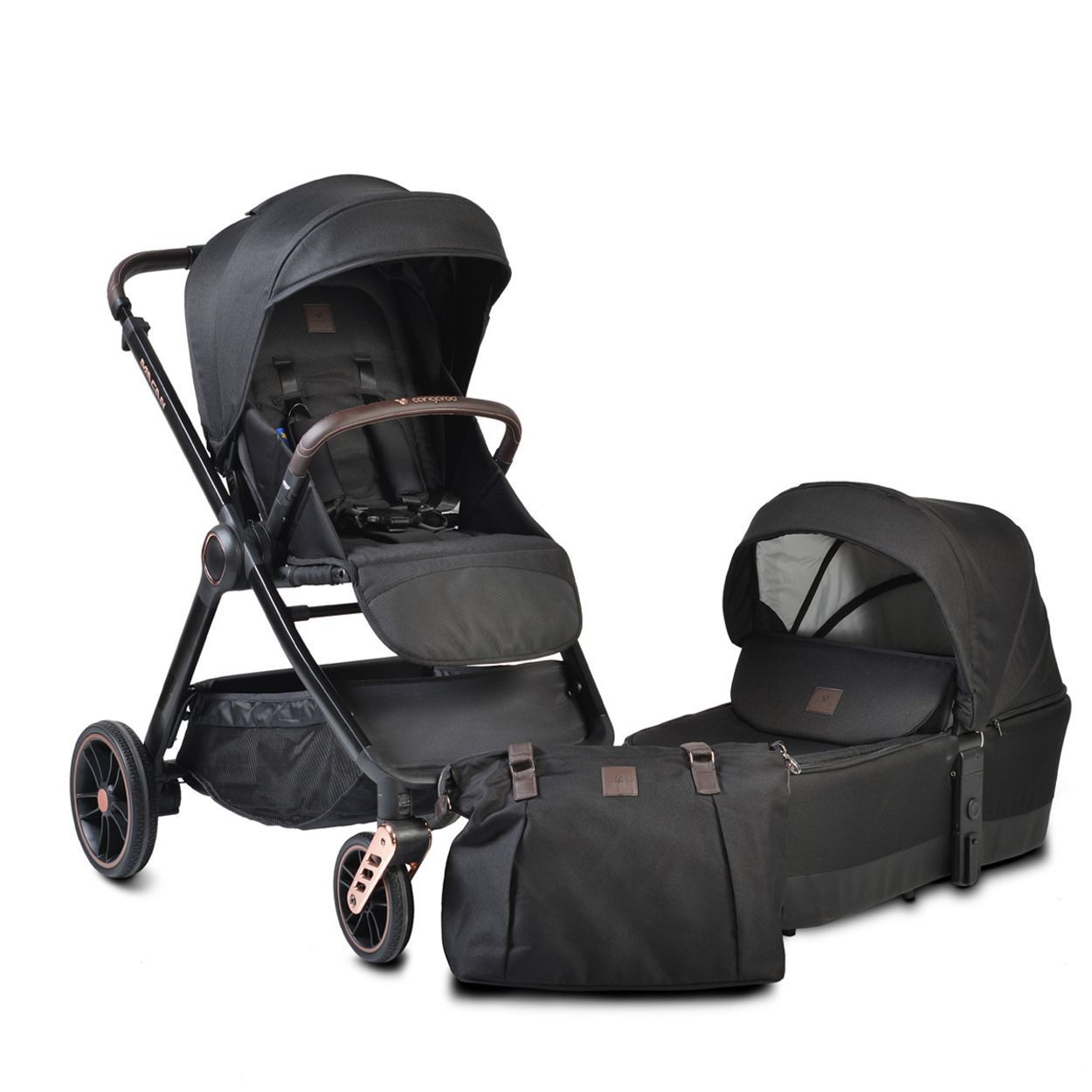 Cangaroo Kombi-Kinderwagen Kombikinderwagen Macan 2 in 1, Babywanne Sportsitz Tasche PU-Räder Gurt