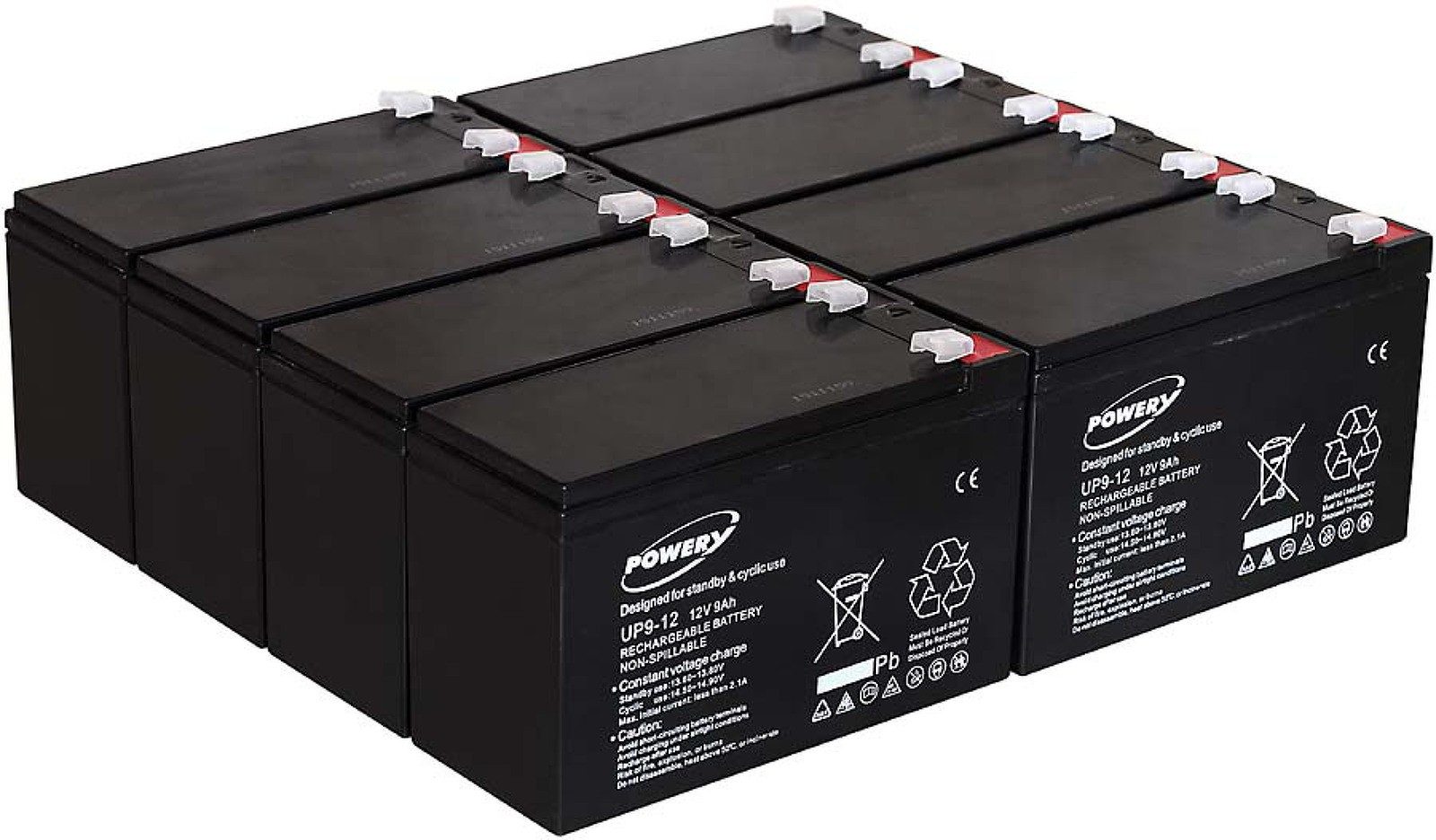 Powery Blei-Gel-Akku für USV APC RBC105 9Ah 12V ersetzt 7,2Ah 7Ah Bleiakkus 9000 mAh (12 V)