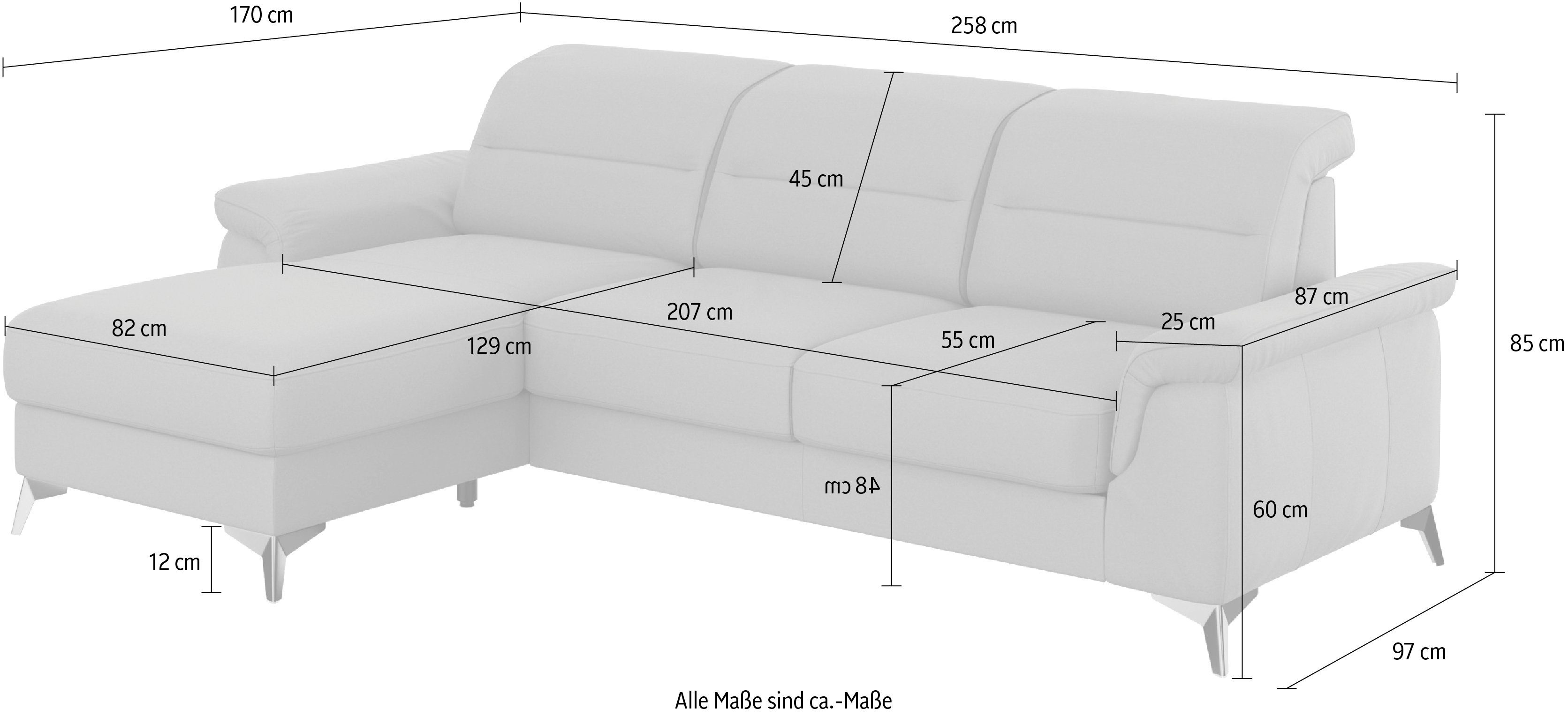 mit optional Armteilfunktion Kopfteilverstellung mit und sit&more Sinatra, Ecksofa Recamiere,