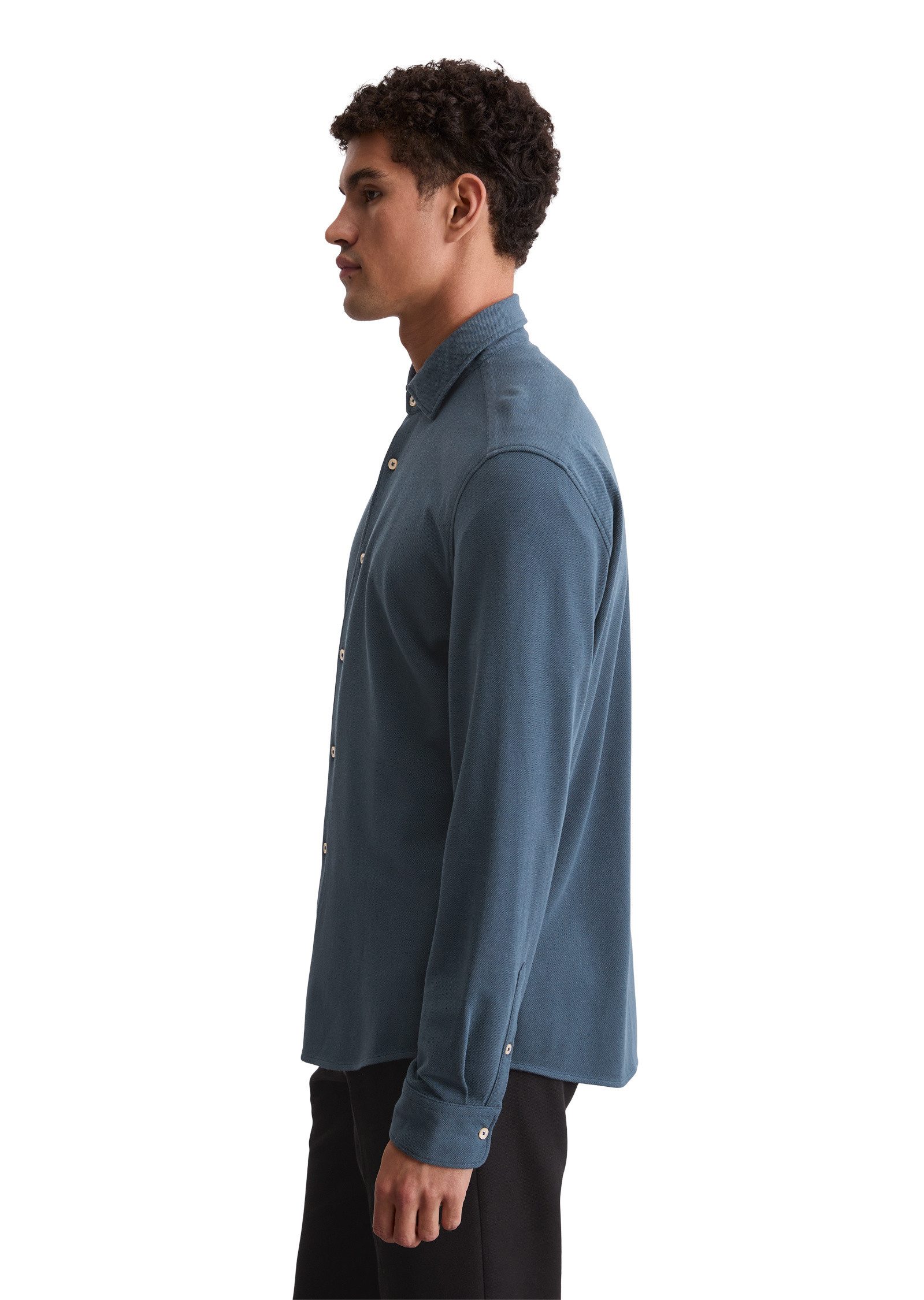 Marc O'Polo Langarmhemd aus Bio-Baumwoll-Piqué günstig online kaufen