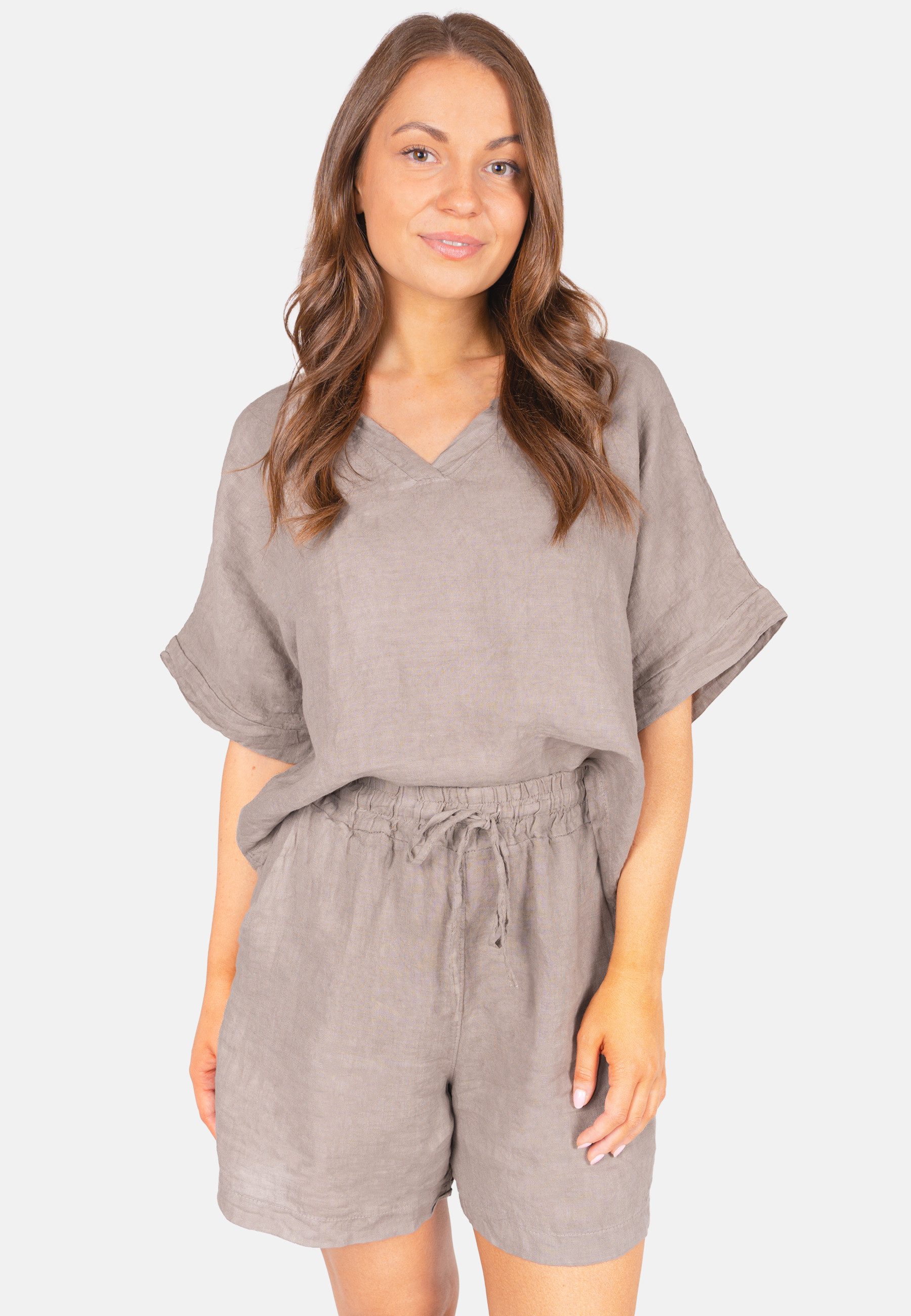 Seasons of April Leinenhose BEATRICE LINO (1-tlg) Leinen Shorts Damen Kurz Sommer Bindeband Kurze Leinenhose Beatrice