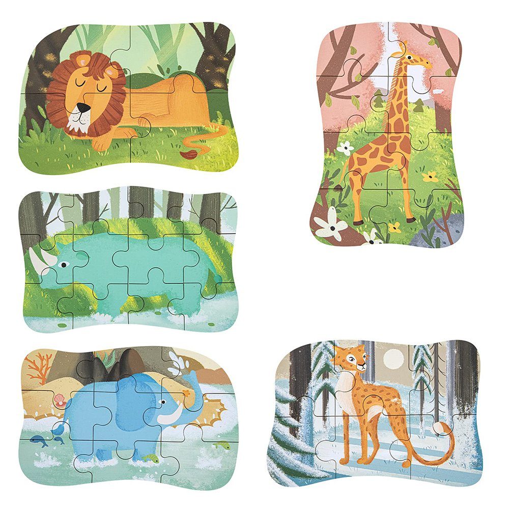 Juoungle Rahmenpuzzle Kinderpuzzle, 5 Bilds Puzzles, Geeignet für Jungen und Mädchen Puzzle, Puzzleteile Bunt(Elefant)