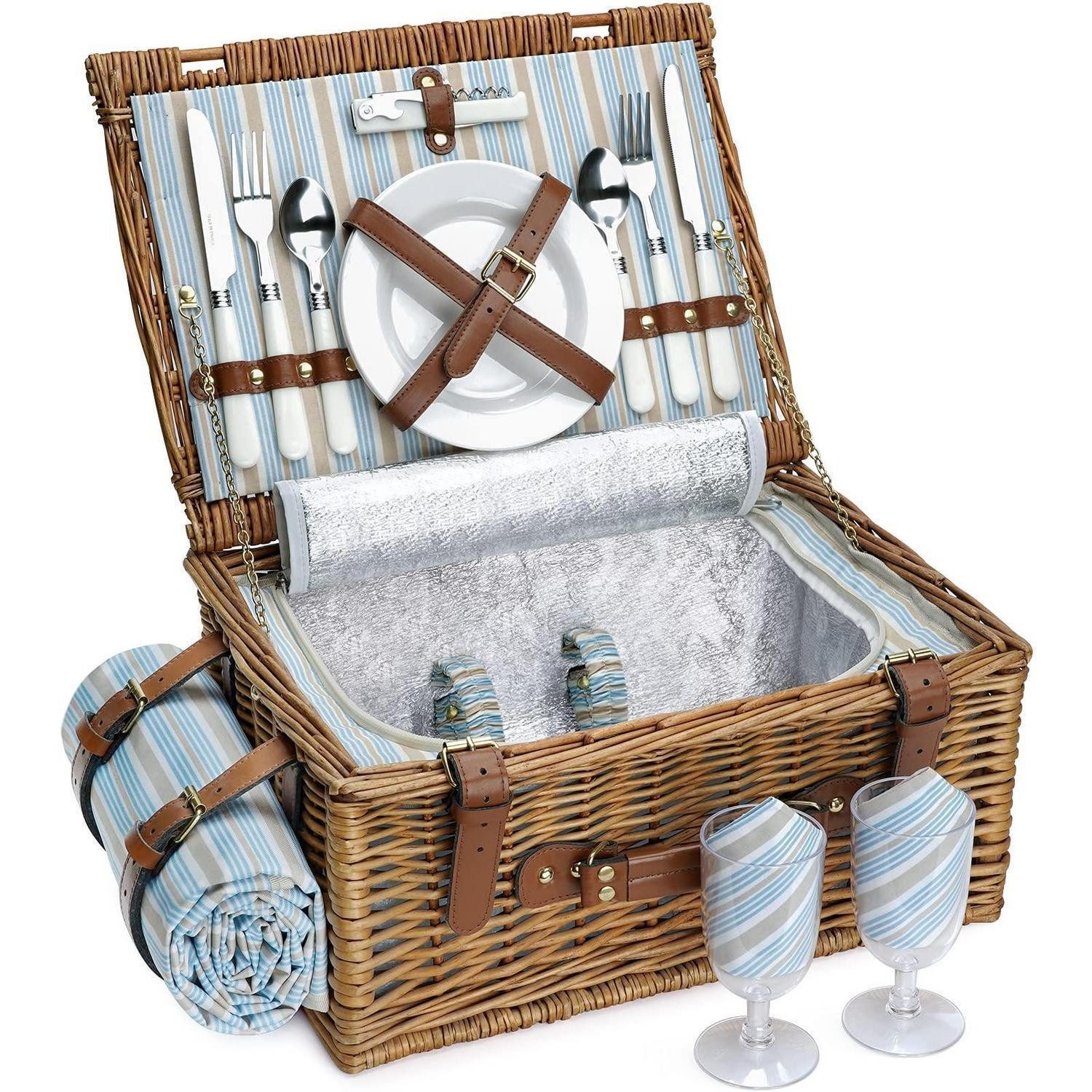 Picknickkorb Picknickkorb für 4 Personen, Weide, braun