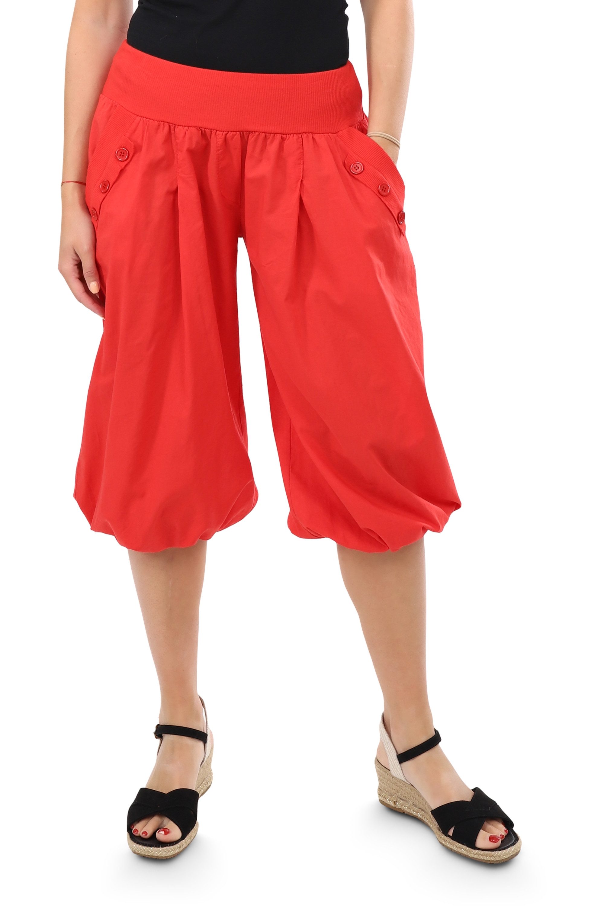malito more than fashion Caprihose malito Damen Pumphose Capri 23286P kurze low waist Aladinhose Caprihose in Unifarben Einheitsgröße