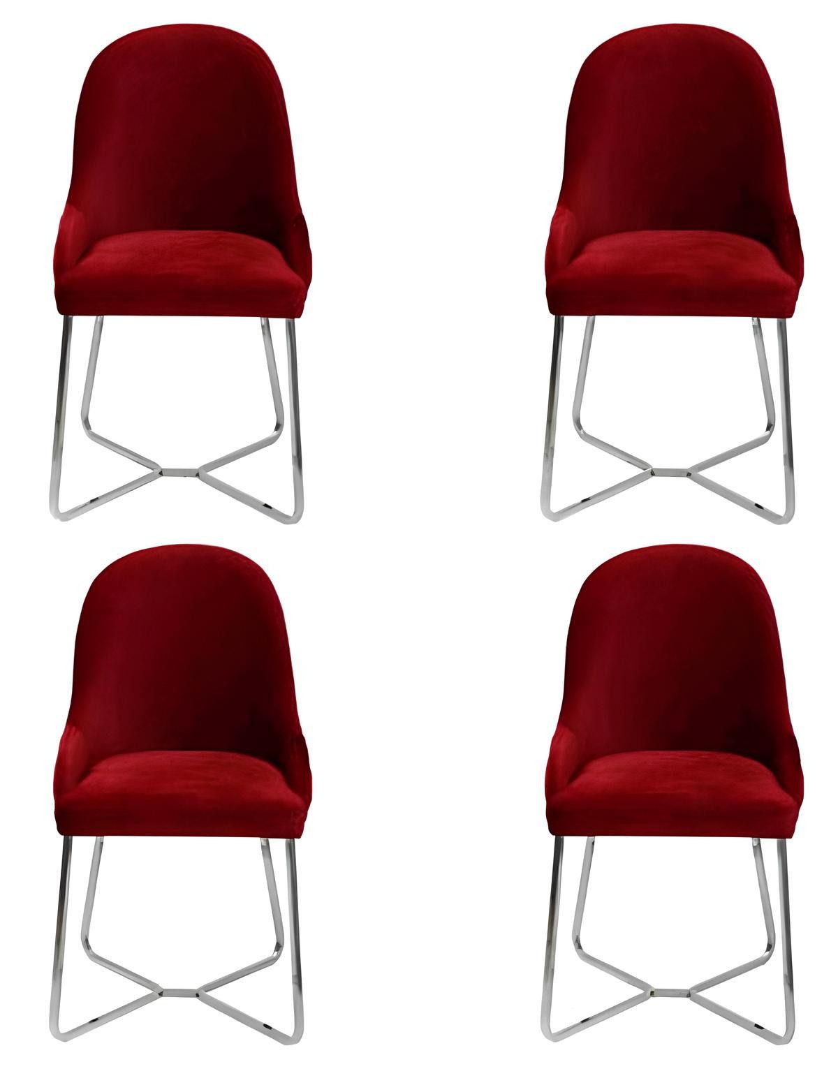 Xlmoebel Polsterstuhl Moderne rote Esszimmerstühle mit hohem Sitzkomfort (4er Set), Hergestellt in Europa