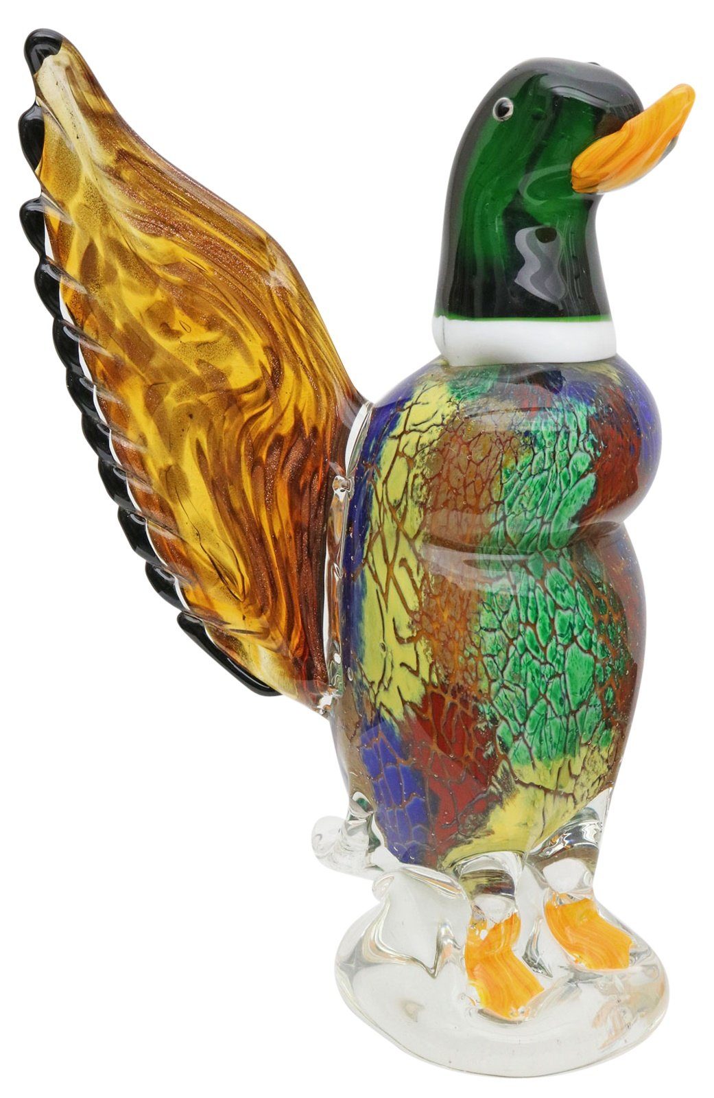 Aubaho Dekofigur Glasfigur Figur Murano Glasskulptur Antik-Sti Glas Skulptur Ente Vogel