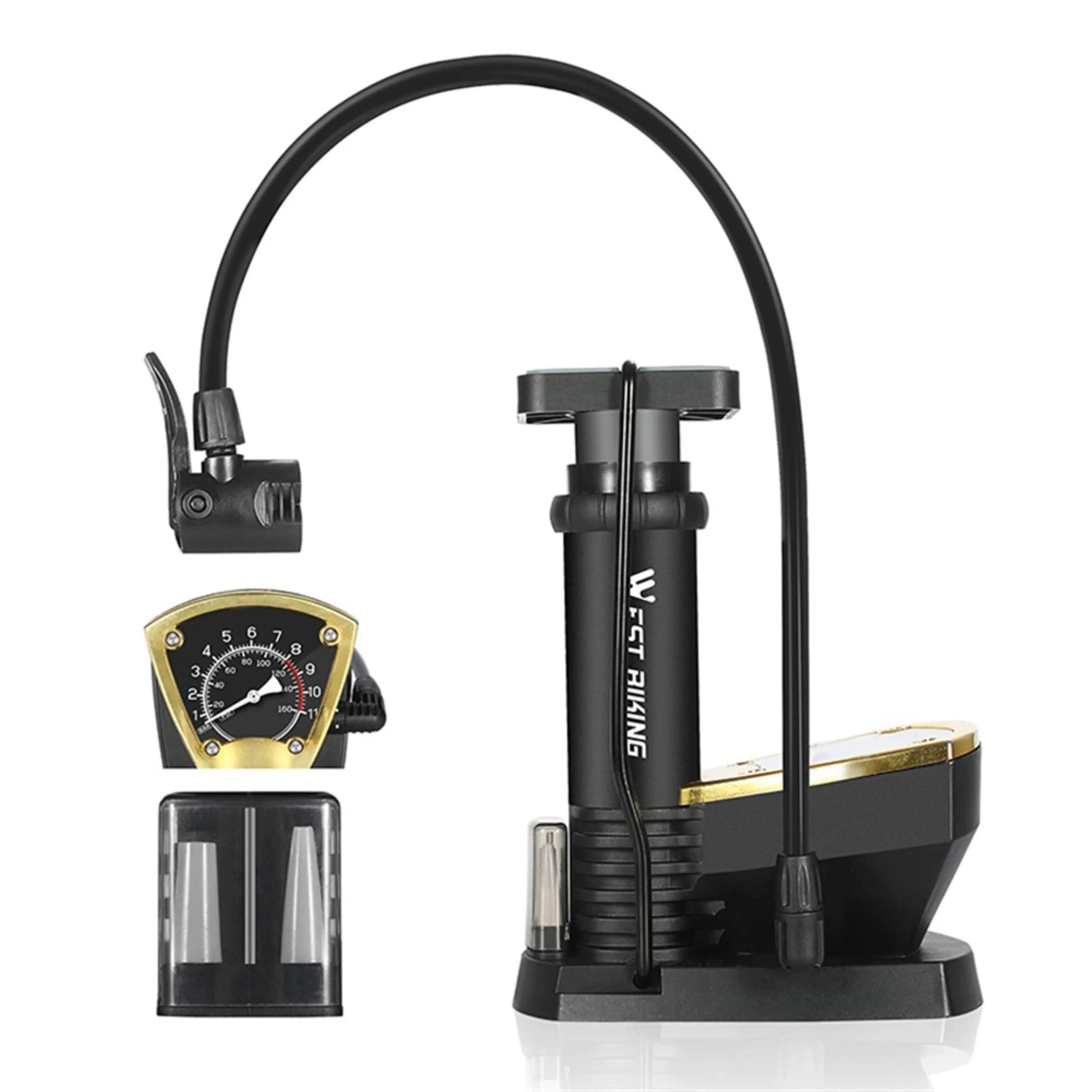 Sport-Knight® Luftpumpe Fahrrad Pumpe mit Manometer, bis 9,65 bar, Multiventil & Ballnadel