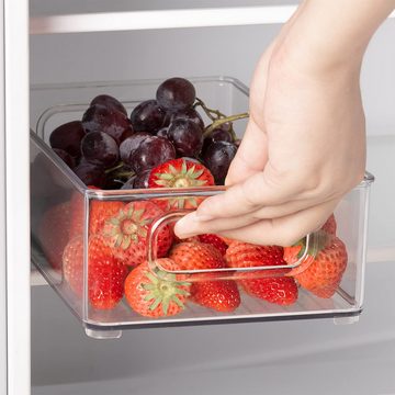 CALIYO Küchenorganizer-Set Kühlschrank Organizer 6er Set, Vorratsbehälter mit Griff, Durchsichtig Stapelbare, ideal für Küchen, Kühlschrank, -BPA Frei
