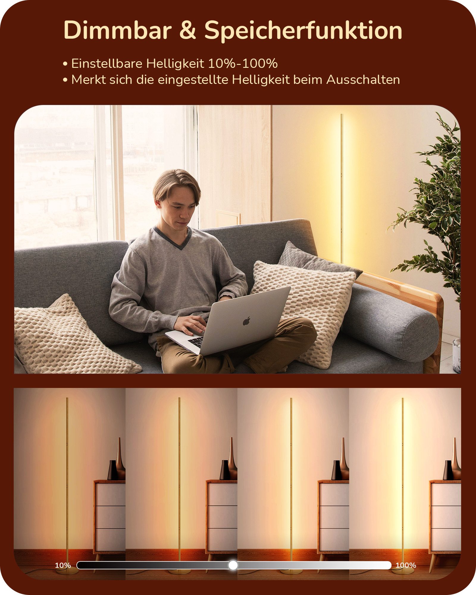 EDISHINE LED Stehlampe Wohnzimmer, LED fest günstig online kaufen