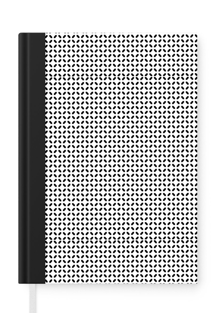 MuchoWow Notizbuch Schwarz - Weiß - Geometrie - Muster - Abstrakt, Journal, Merkzettel, Tagebuch, Notizheft, A5, 98 Seiten, Haushaltsbuch