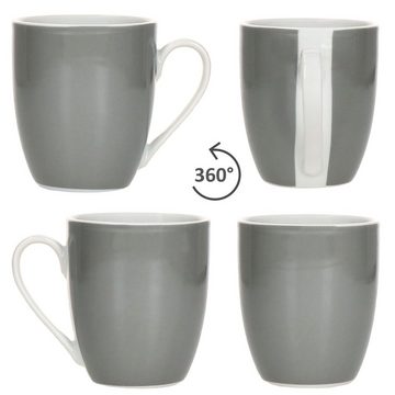 MamboCat Becher 6er Set Variant Grau Kaffeebecher 350ml bunte Porzellan-Tassen, Porzellan