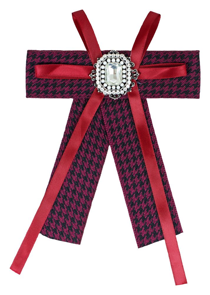 Brosche Brosche Barock Schleife mit eckigem Schmuckstein -