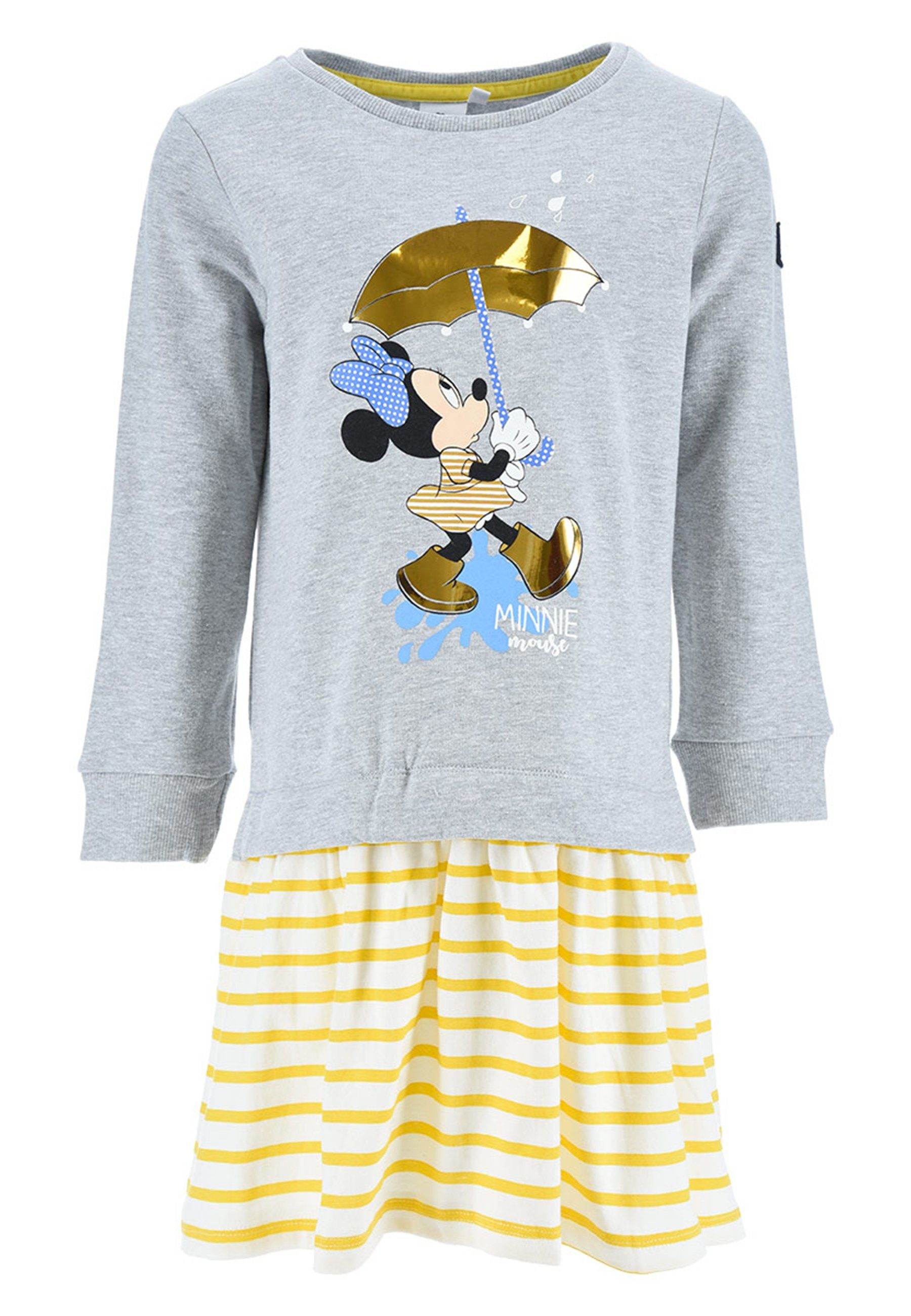 Disney Minnie Mouse Sweatkleid Kinder Mädchen Sweatkleid Kleid Dress Grau