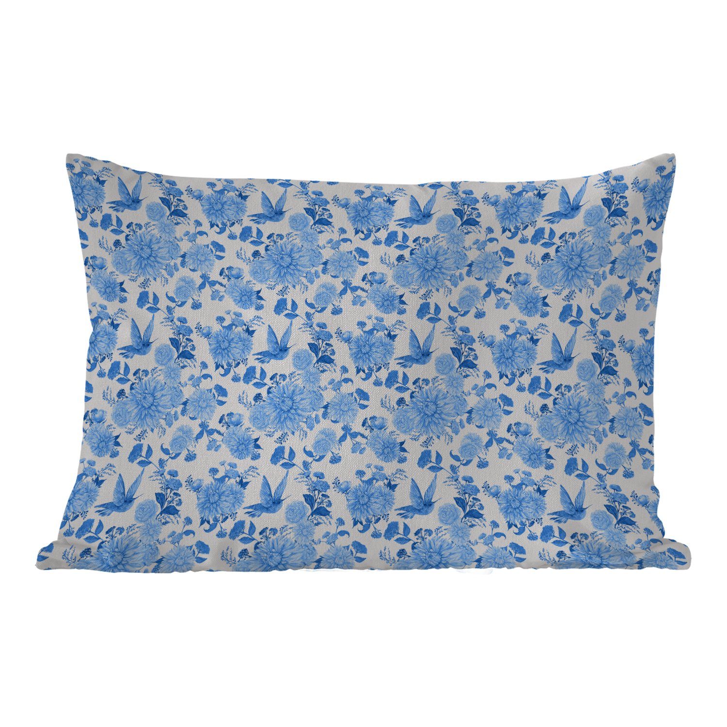 MuchoWow Dekokissen Blumen - Muster - Blau, Outdoor-Dekorationskissen, Polyester, Dekokissenbezug, Kissenhülle