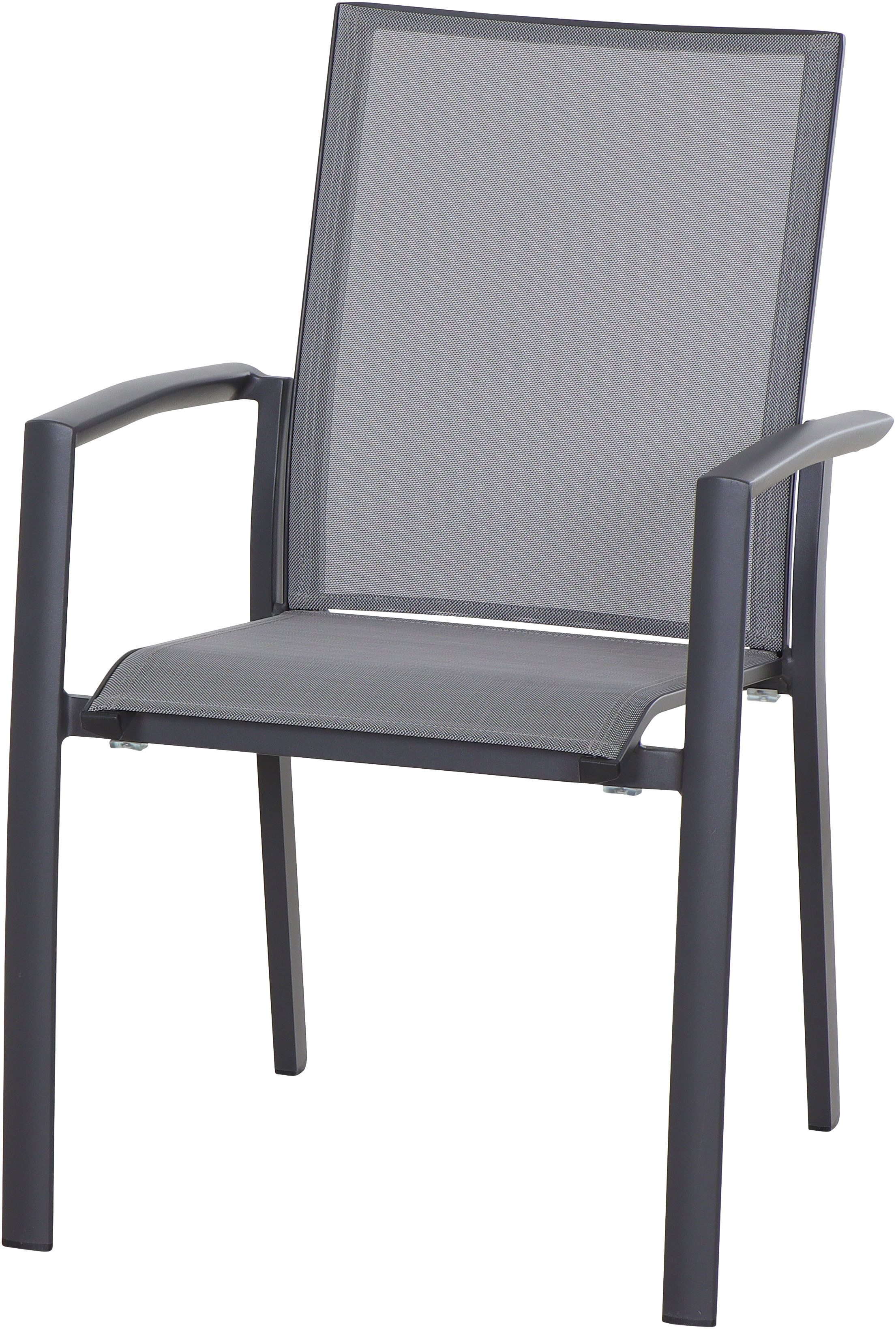 Siena Garden Gartensessel VELIA Stapelsessel matt anthrazit, Gestell aus Aluminium, Ranotex®-Gewebe dunkelgrau