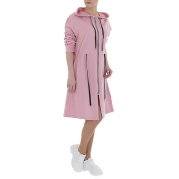 Ital-Design Tunikakleid Damen Freizeit Kapuze Stretch Stretchkleid in Rosa