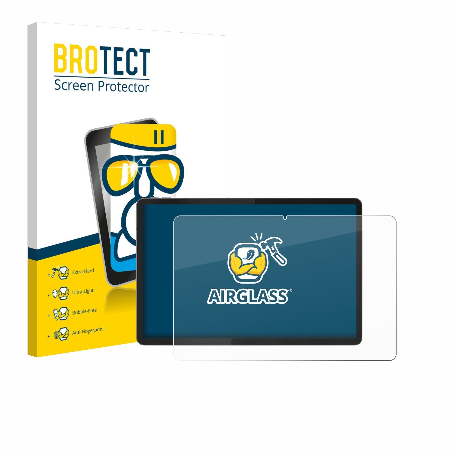 BROTECT Displayschutzglas Folie für Lenovo Idea Tab Plus 12.1", Schutzfolie Glas Panzer Display Schutz klar